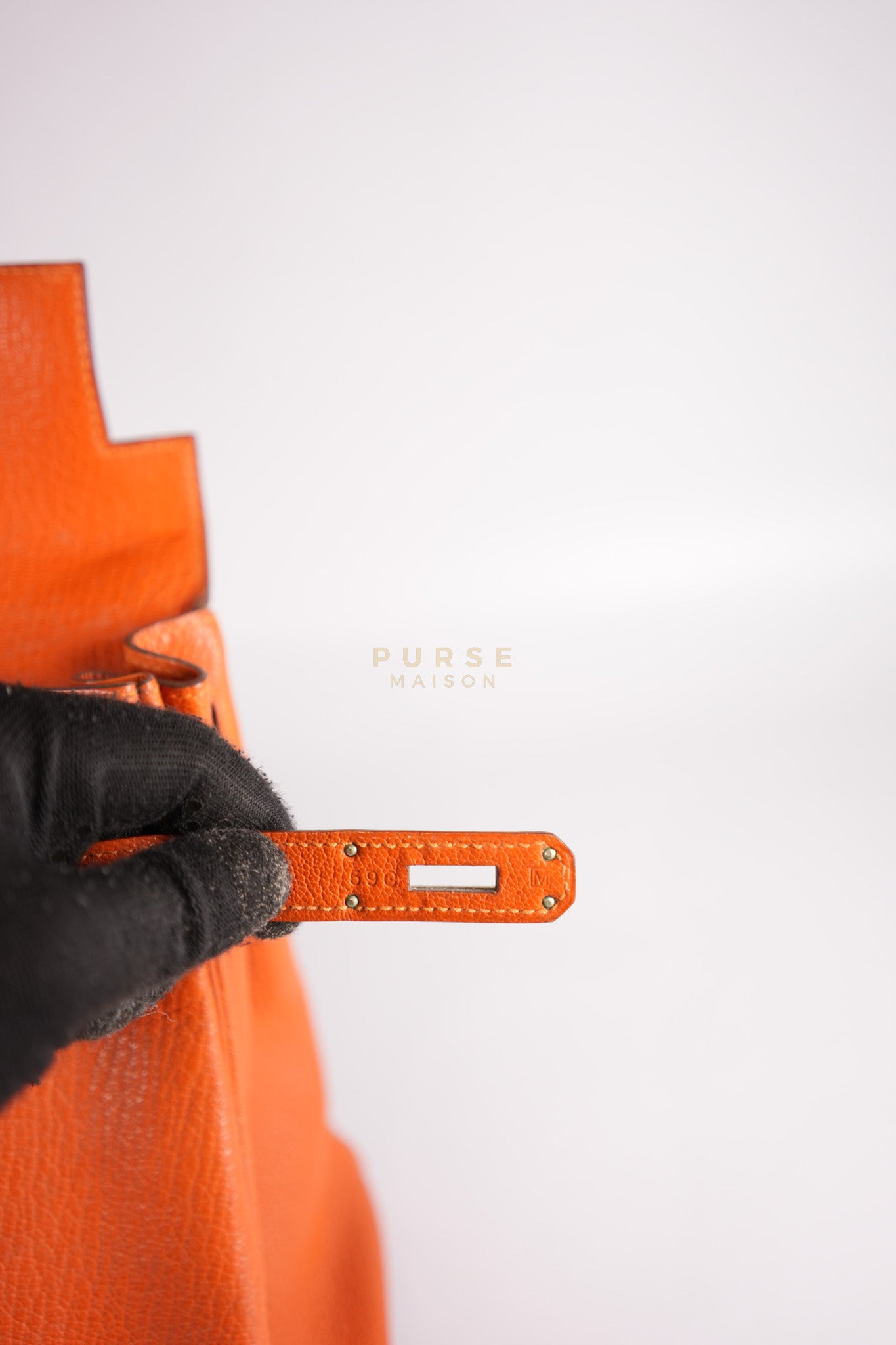 Kelly 32 in Orange Togo Leather Palladium Hardware Stamp M Square(2009) | Purse Maison Luxury Bags Shop