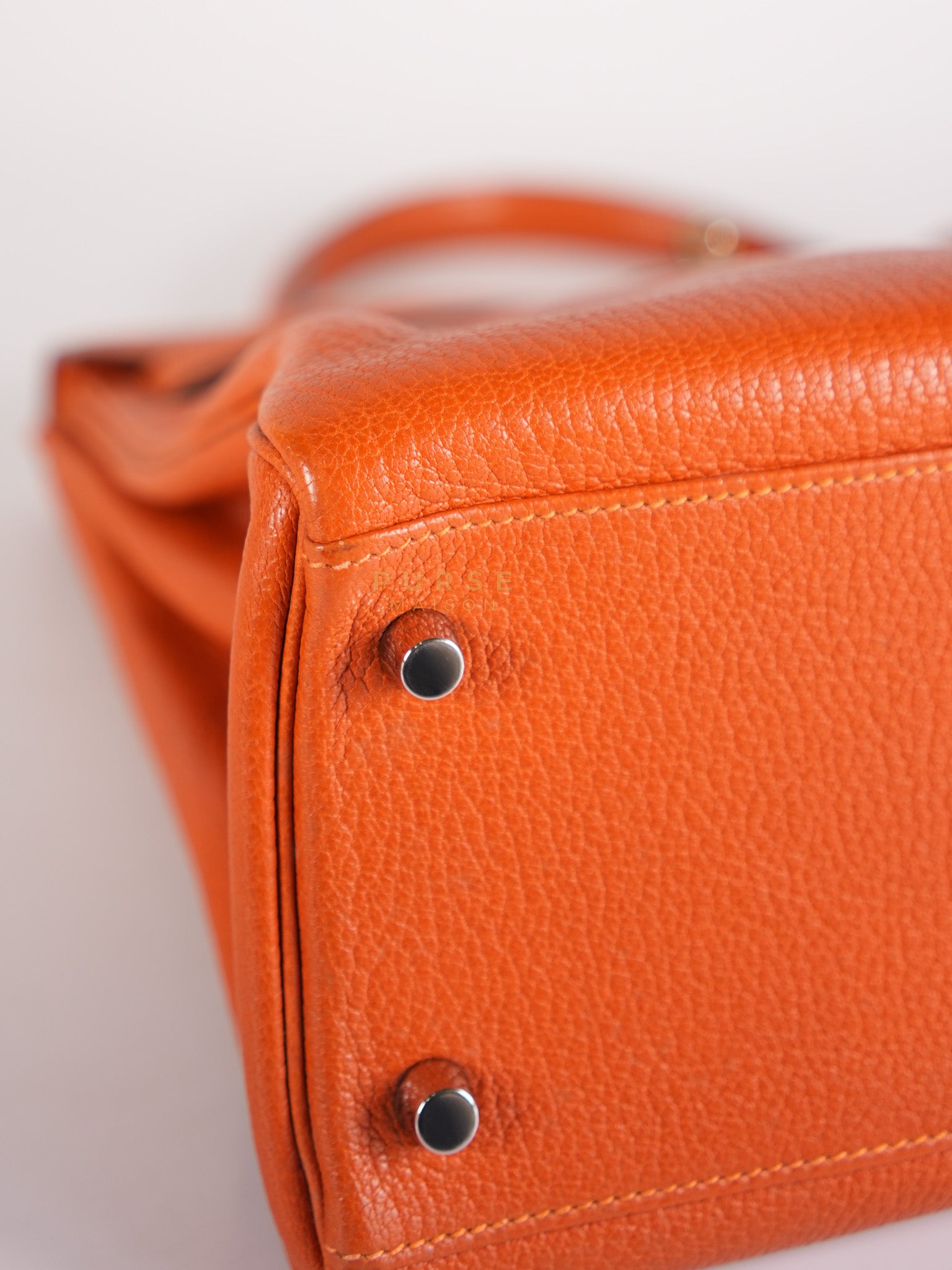 Kelly 32 in Orange Togo Leather Palladium Hardware Stamp M Square(2009) | Purse Maison Luxury Bags Shop