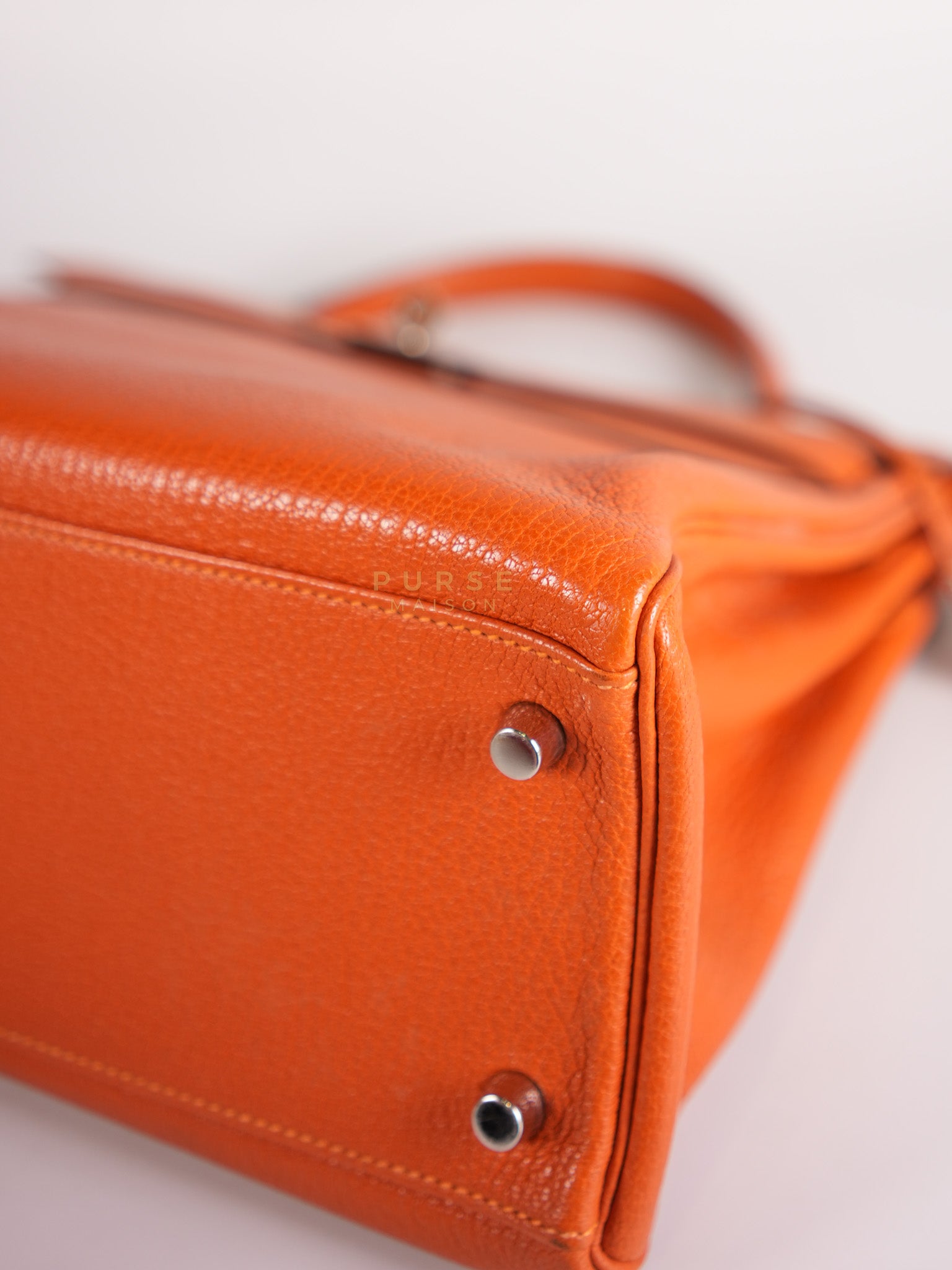 Kelly 32 in Orange Togo Leather Palladium Hardware Stamp M Square(2009) | Purse Maison Luxury Bags Shop
