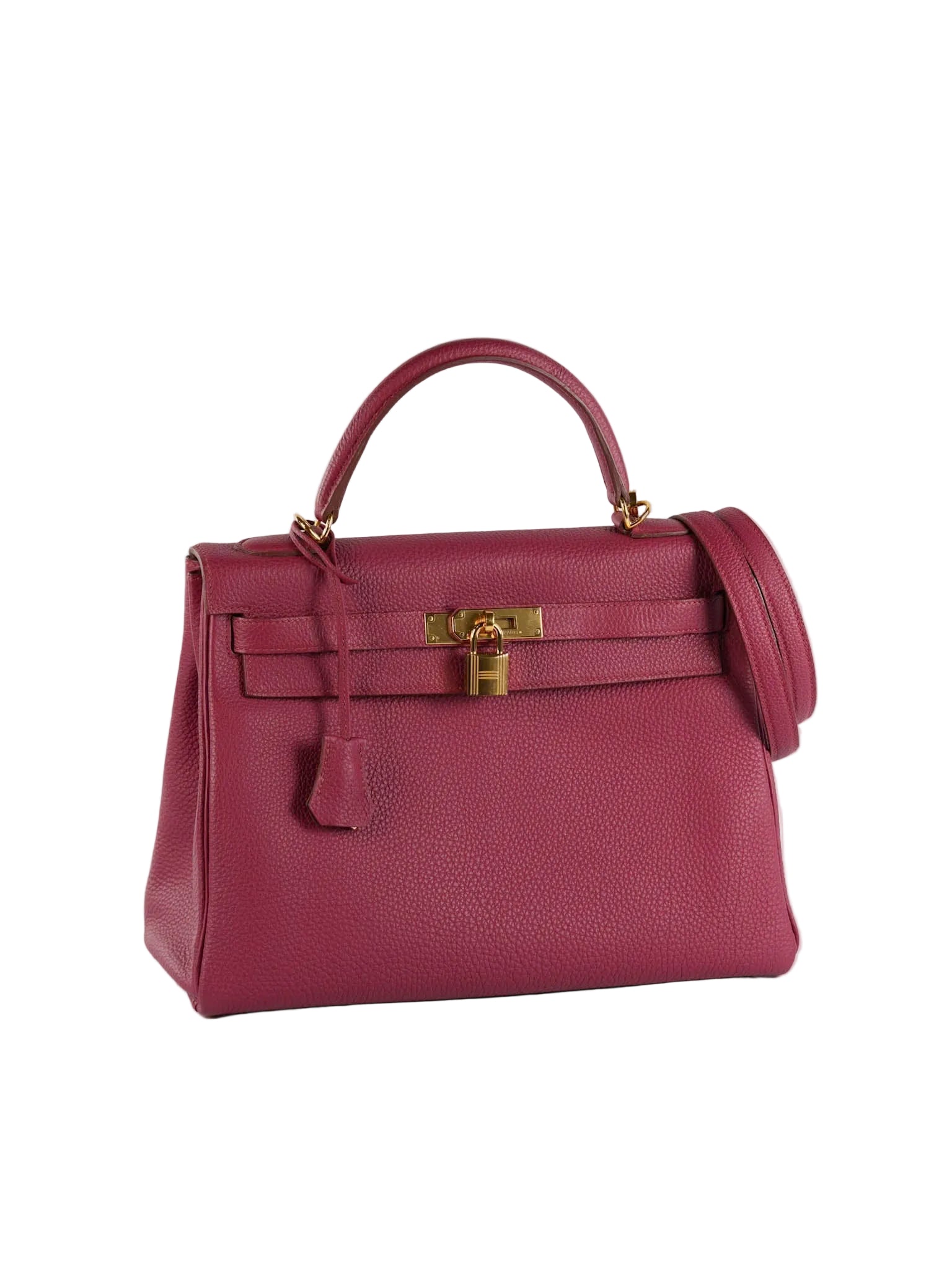 Kelly 32 Rubis Veau Togo Leather Gold Hardware Stamp T (2015) | Purse Maison Luxury Bags Shop