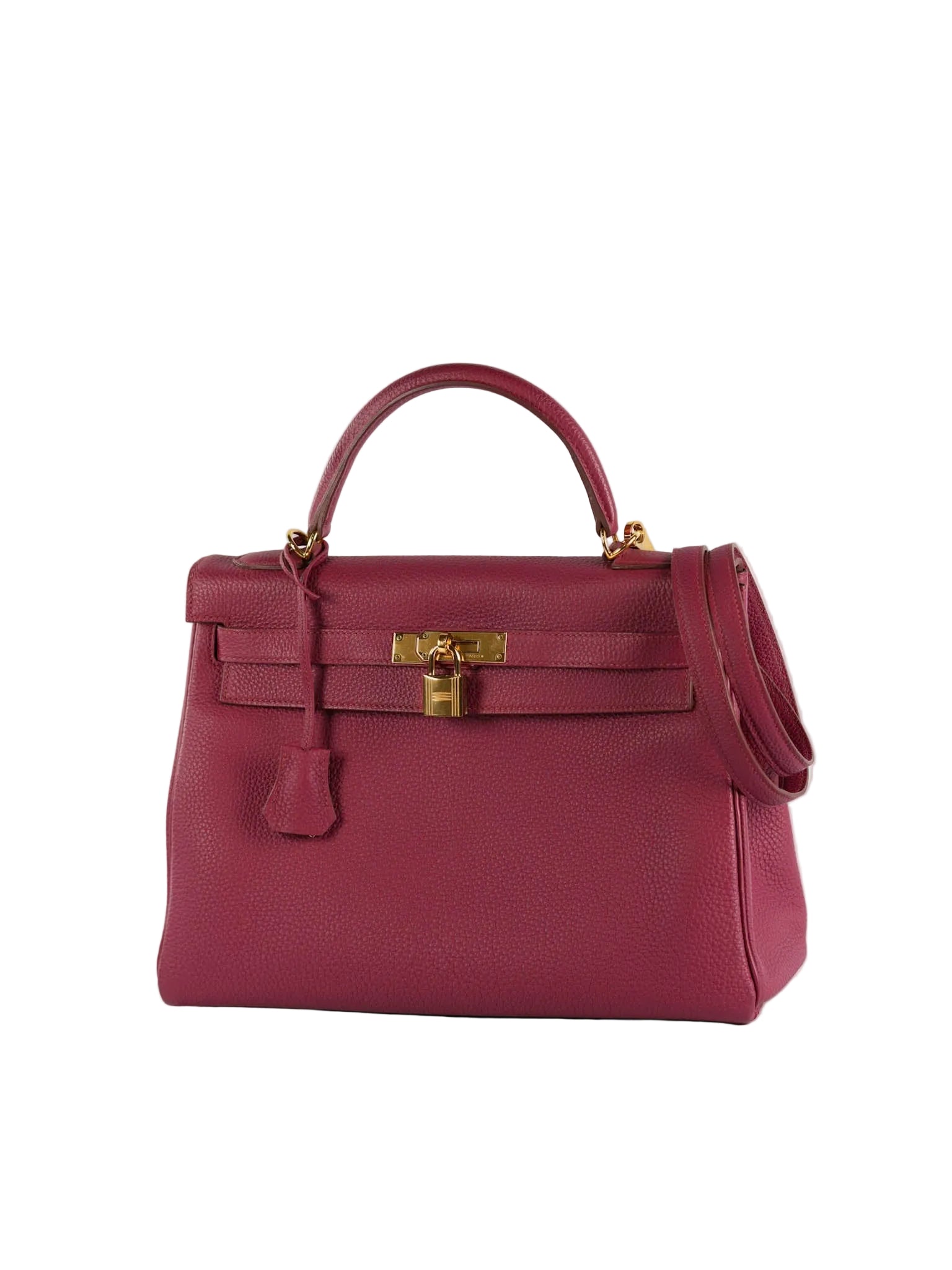 Kelly 32 Rubis Veau Togo Leather Gold Hardware Stamp T (2015) | Purse Maison Luxury Bags Shop