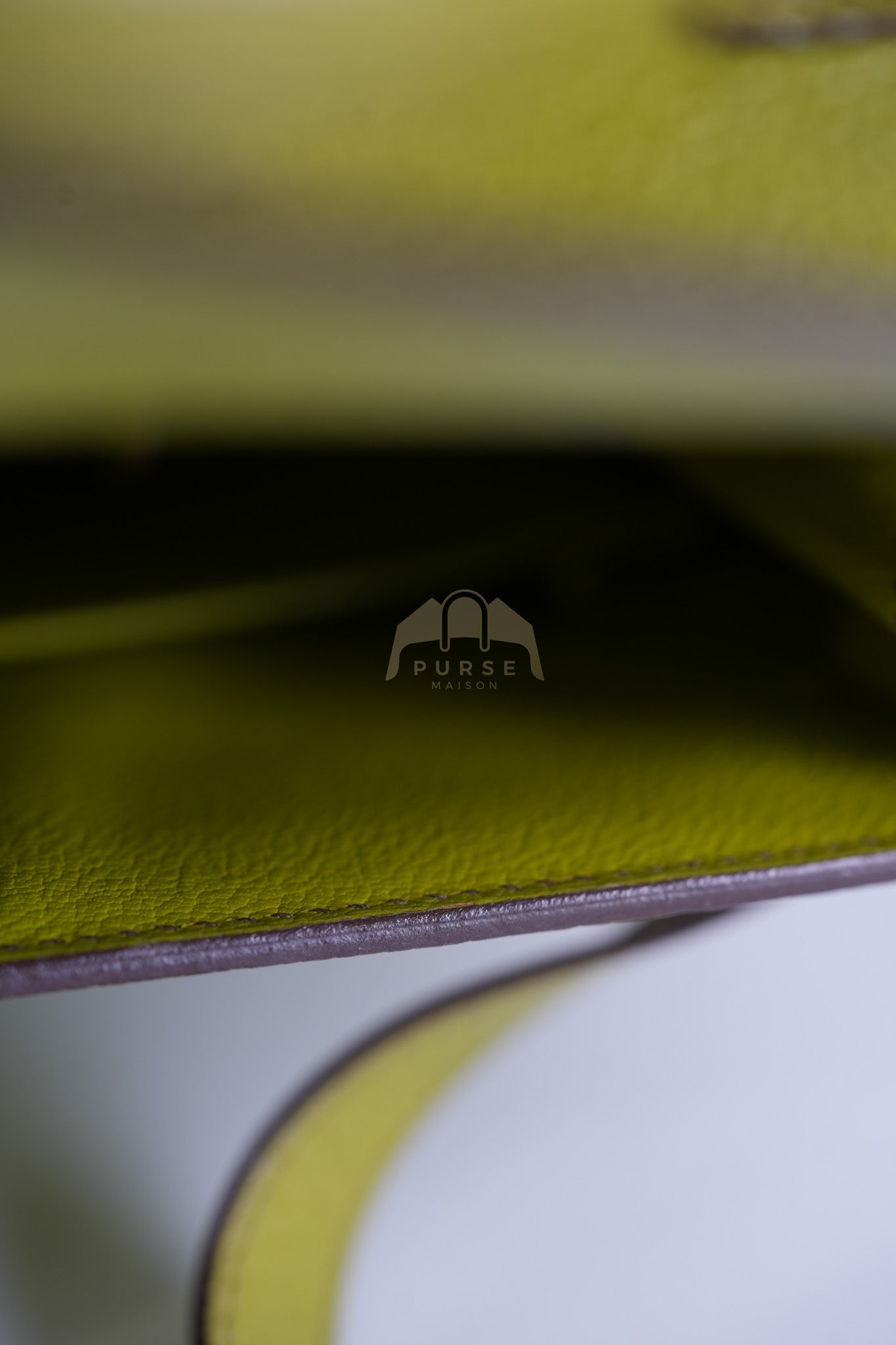 Kelly 32 Sellier Vert Anis Chevre Mysore in Palladium Hardware Stamp K Square (2007) | Purse Maison Luxury Bags Shop