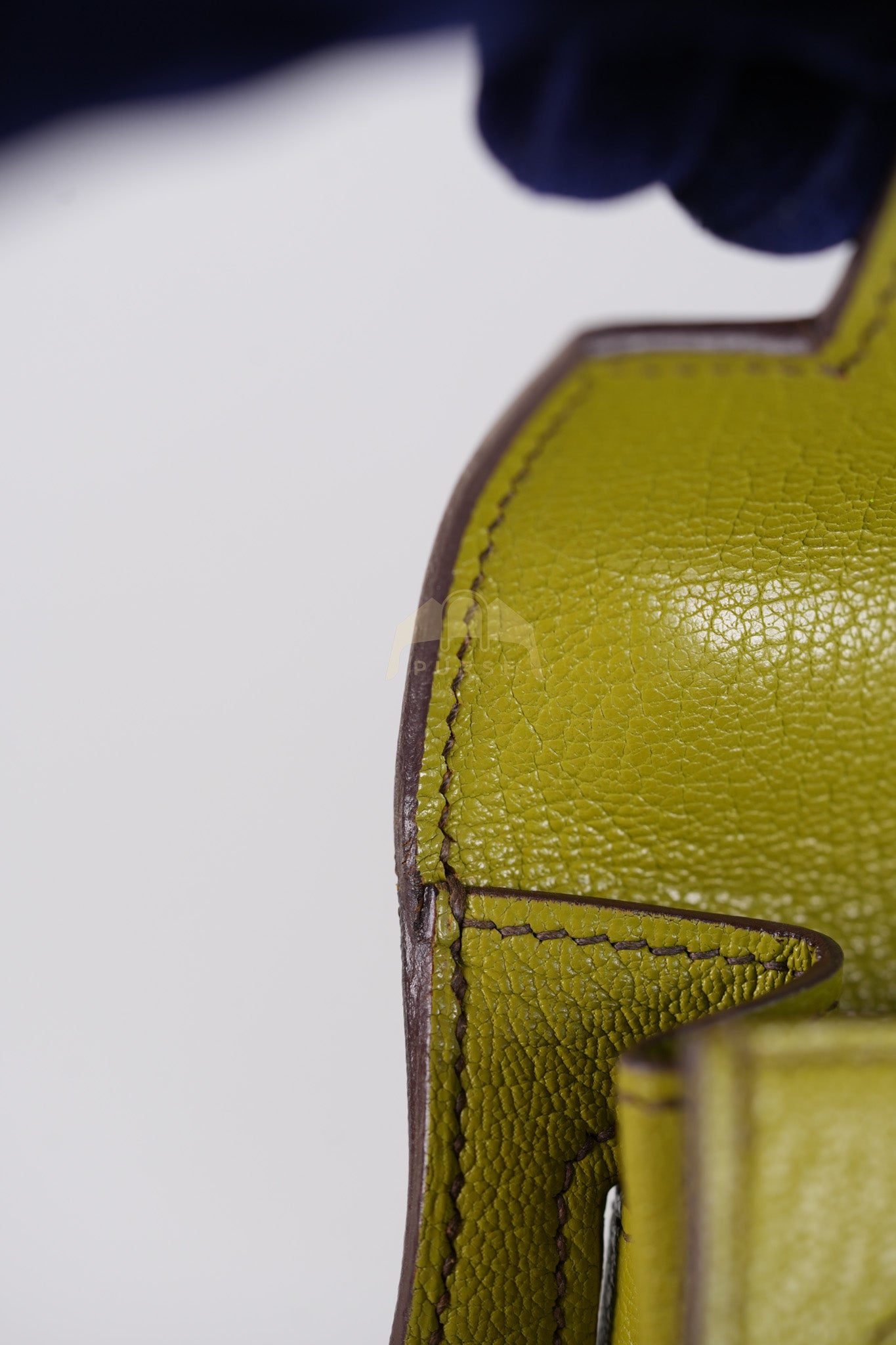 Kelly 32 Sellier Vert Anis Chevre Mysore in Palladium Hardware Stamp K Square (2007) | Purse Maison Luxury Bags Shop