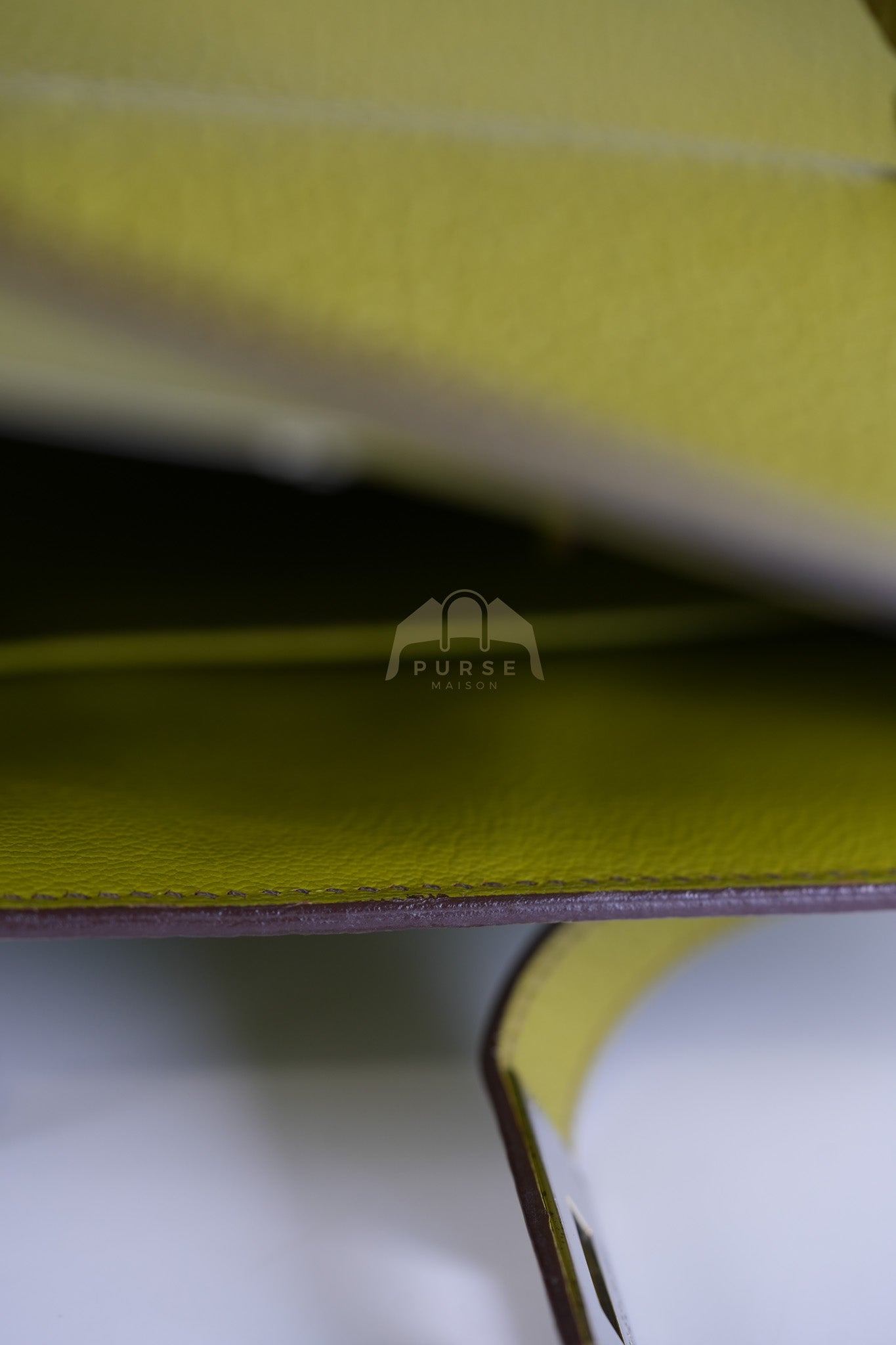 Kelly 32 Sellier Vert Anis Chevre Mysore in Palladium Hardware Stamp K Square (2007) | Purse Maison Luxury Bags Shop