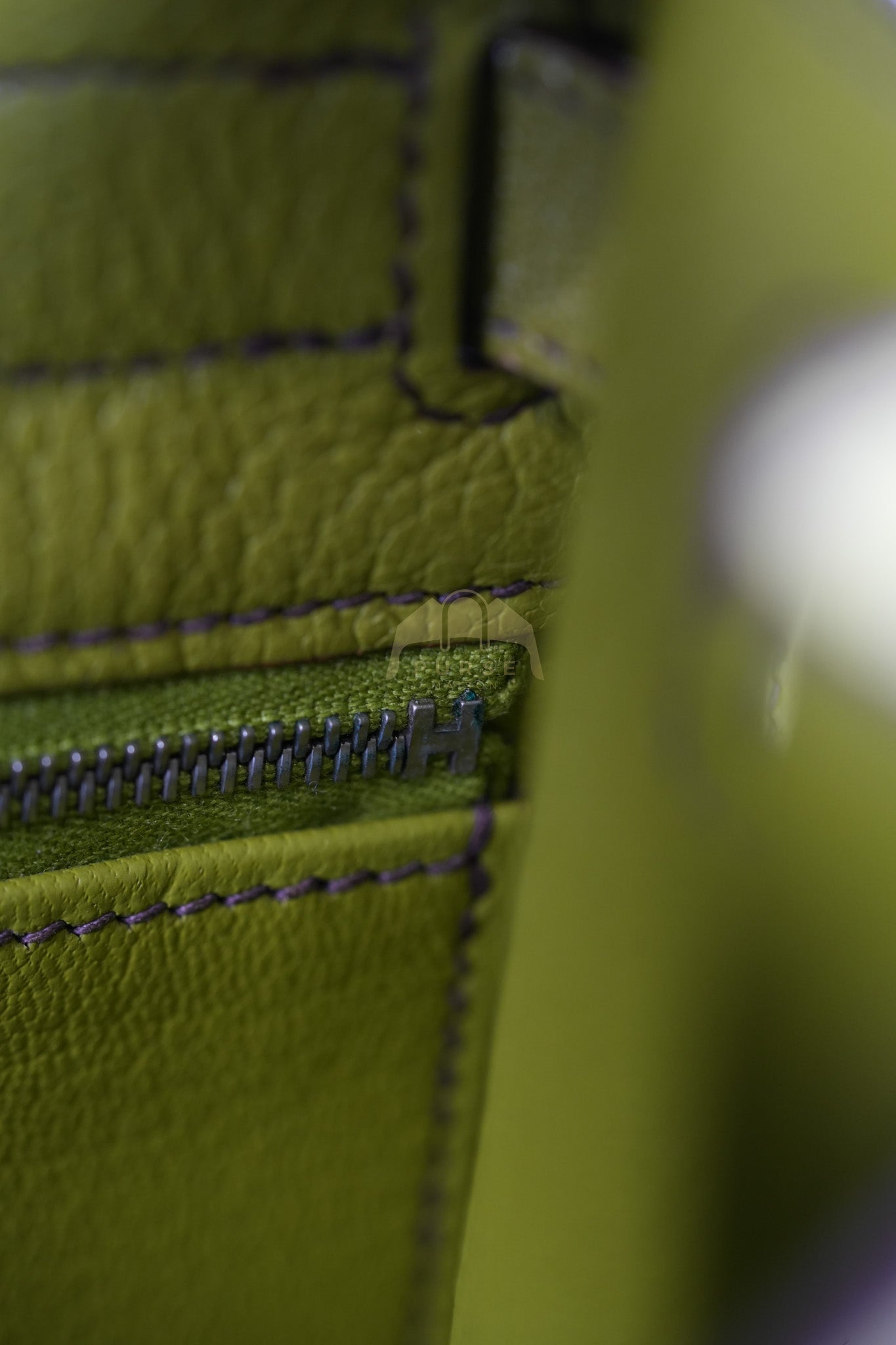 Kelly 32 Sellier Vert Anis Chevre Mysore in Palladium Hardware Stamp K Square (2007) | Purse Maison Luxury Bags Shop