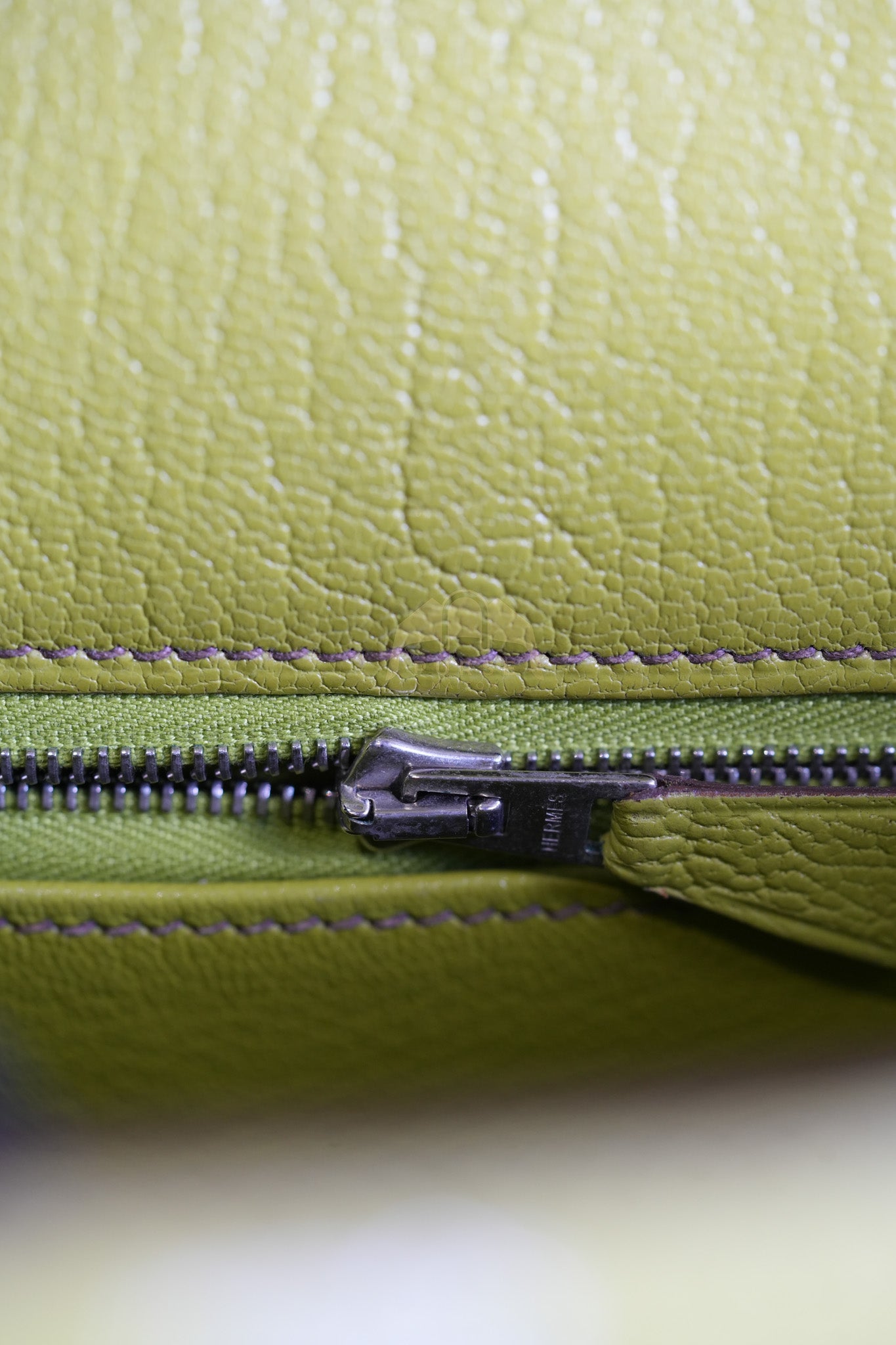 Kelly 32 Sellier Vert Anis Chevre Mysore in Palladium Hardware Stamp K Square (2007) | Purse Maison Luxury Bags Shop