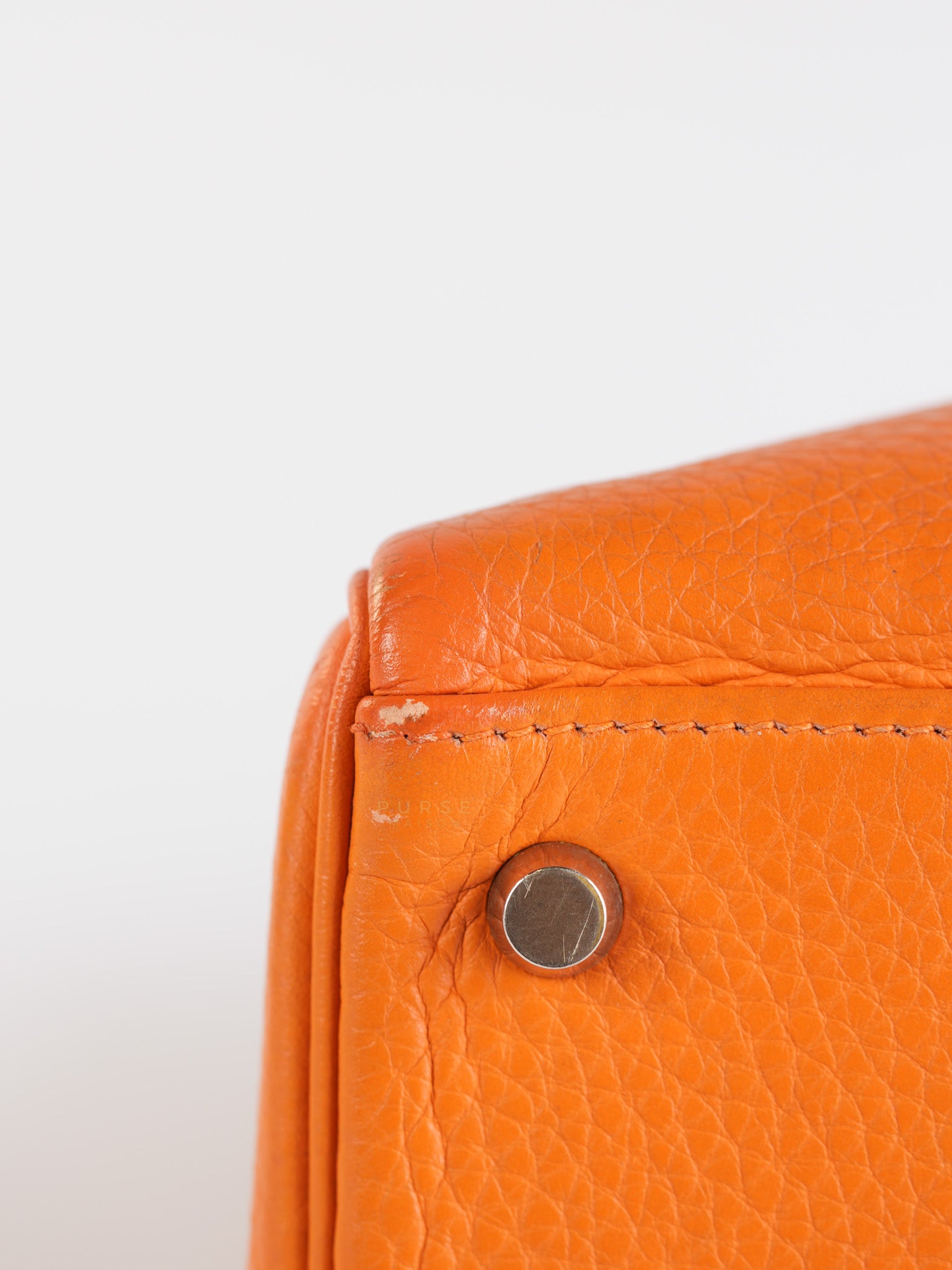 Kelly 32 Orange Clemence Leather Stamp F(2022) | Purse Maison Luxury Bags Shop