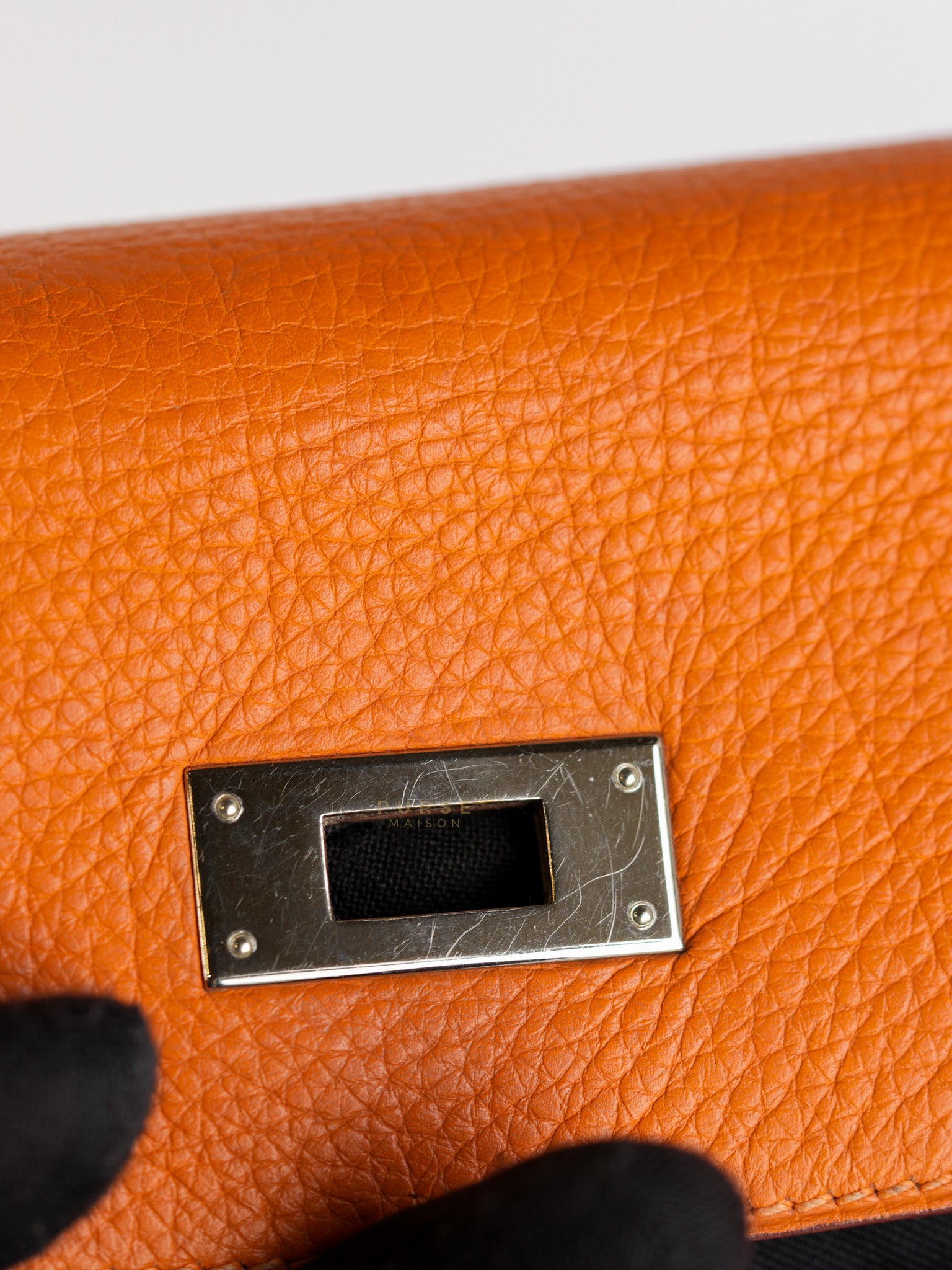 Kelly 32 Orange Clemence Leather Stamp F(2022) | Purse Maison Luxury Bags Shop