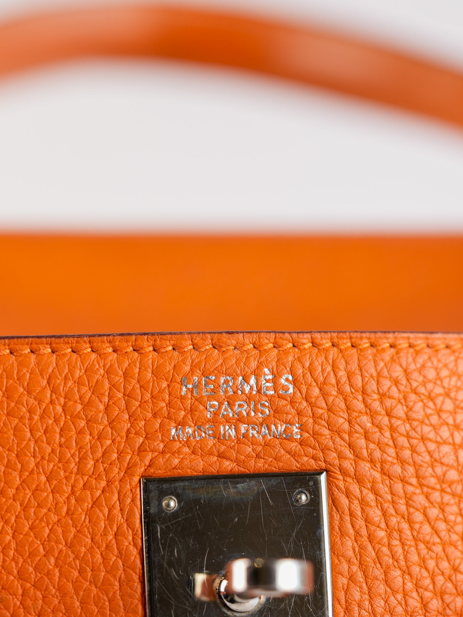 Kelly 32 Orange Clemence Leather Stamp F(2022) | Purse Maison Luxury Bags Shop