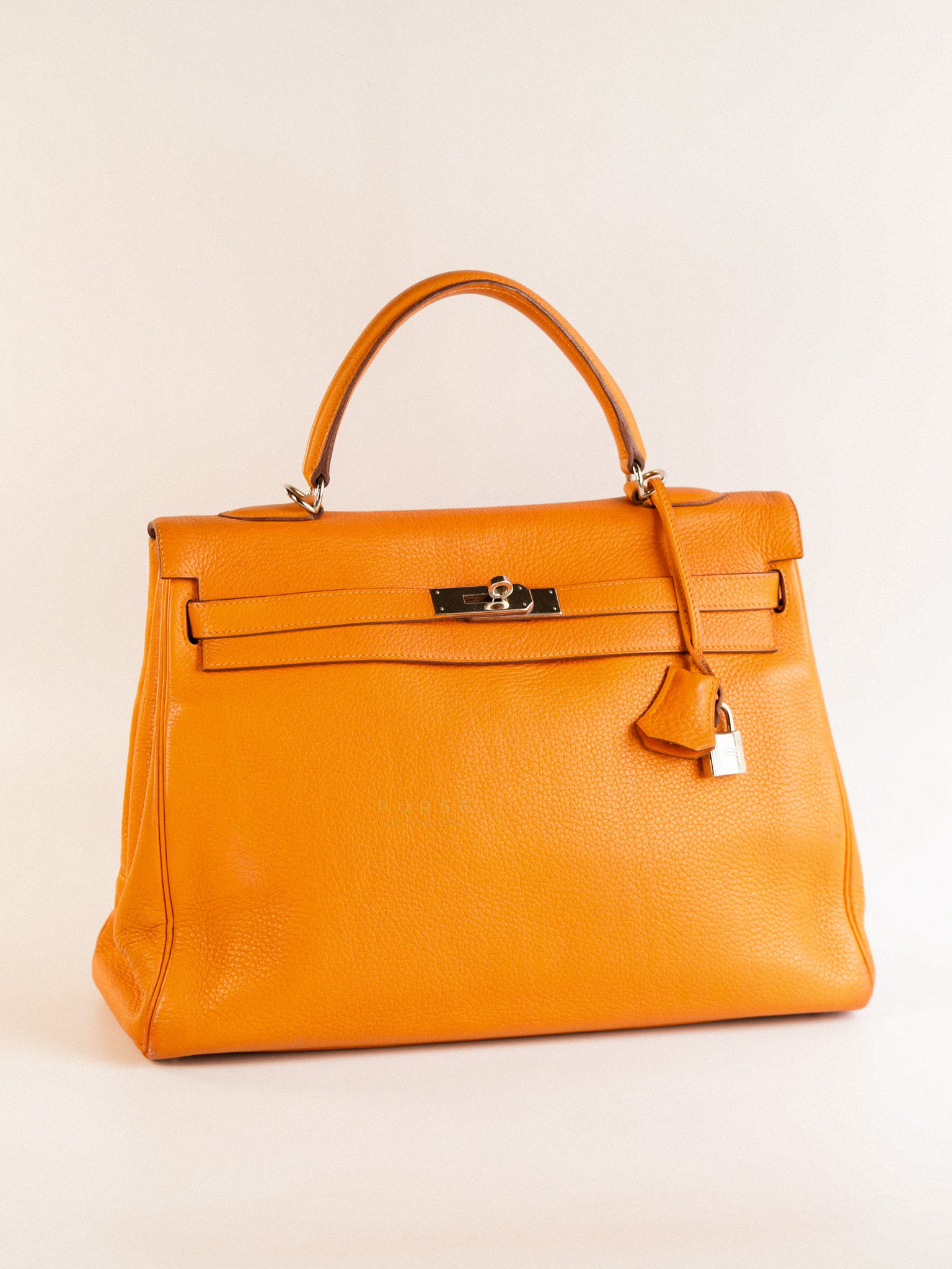 Kelly 32 Orange Clemence Leather Stamp F(2022) | Purse Maison Luxury Bags Shop