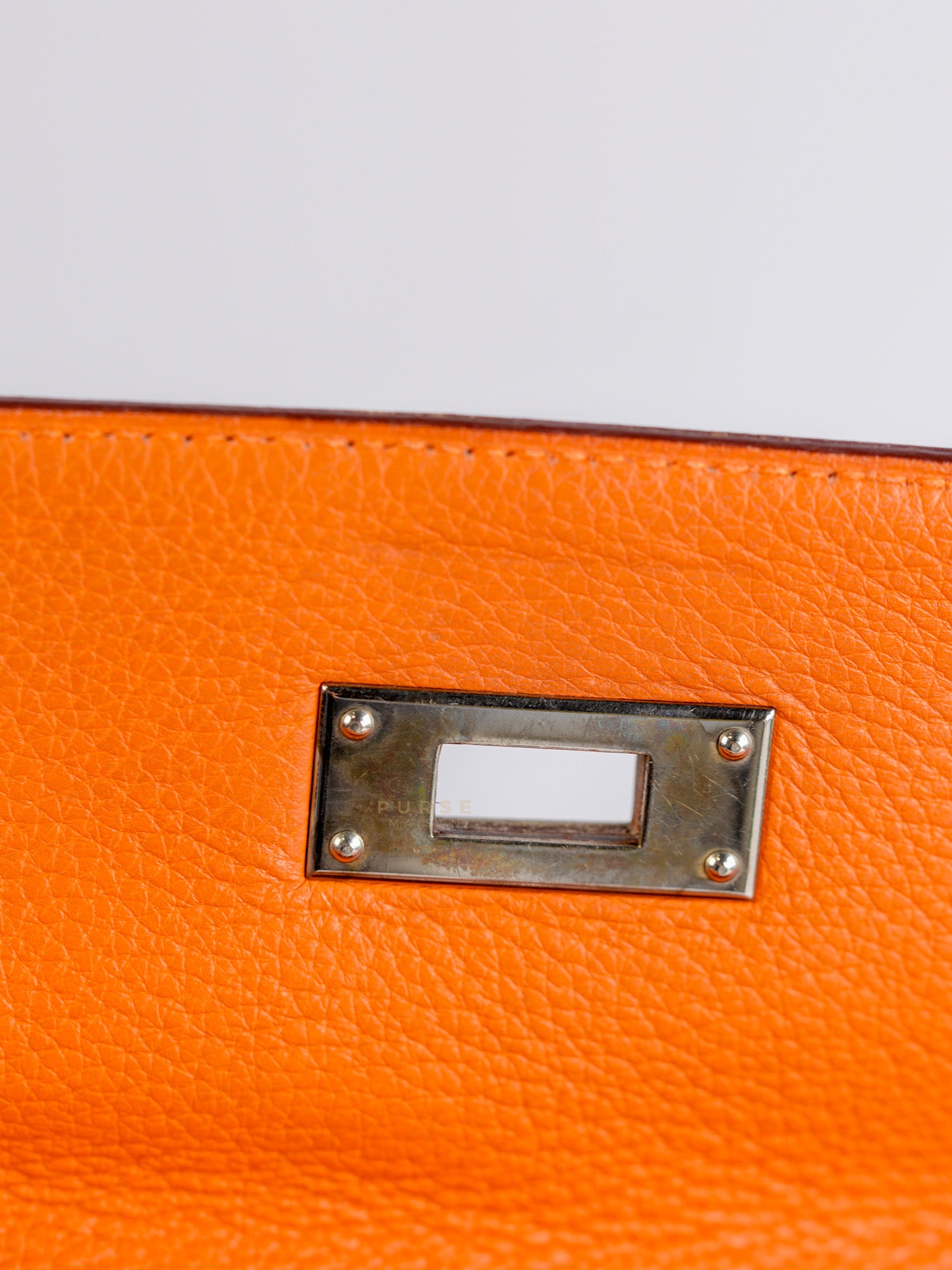 Kelly 32 Orange Clemence Leather Stamp F(2022) | Purse Maison Luxury Bags Shop