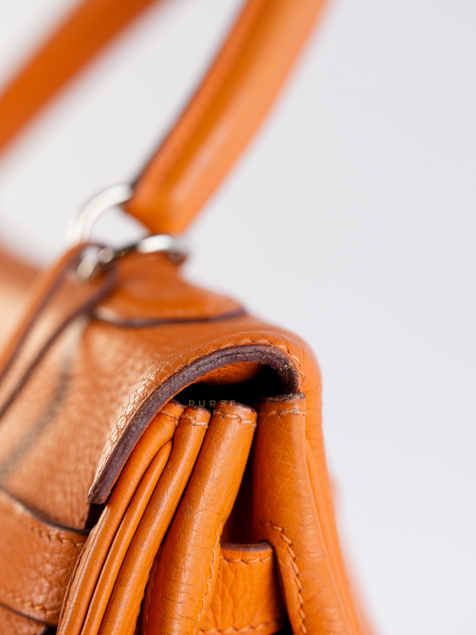 Kelly 32 Orange Clemence Leather Stamp F(2022) | Purse Maison Luxury Bags Shop