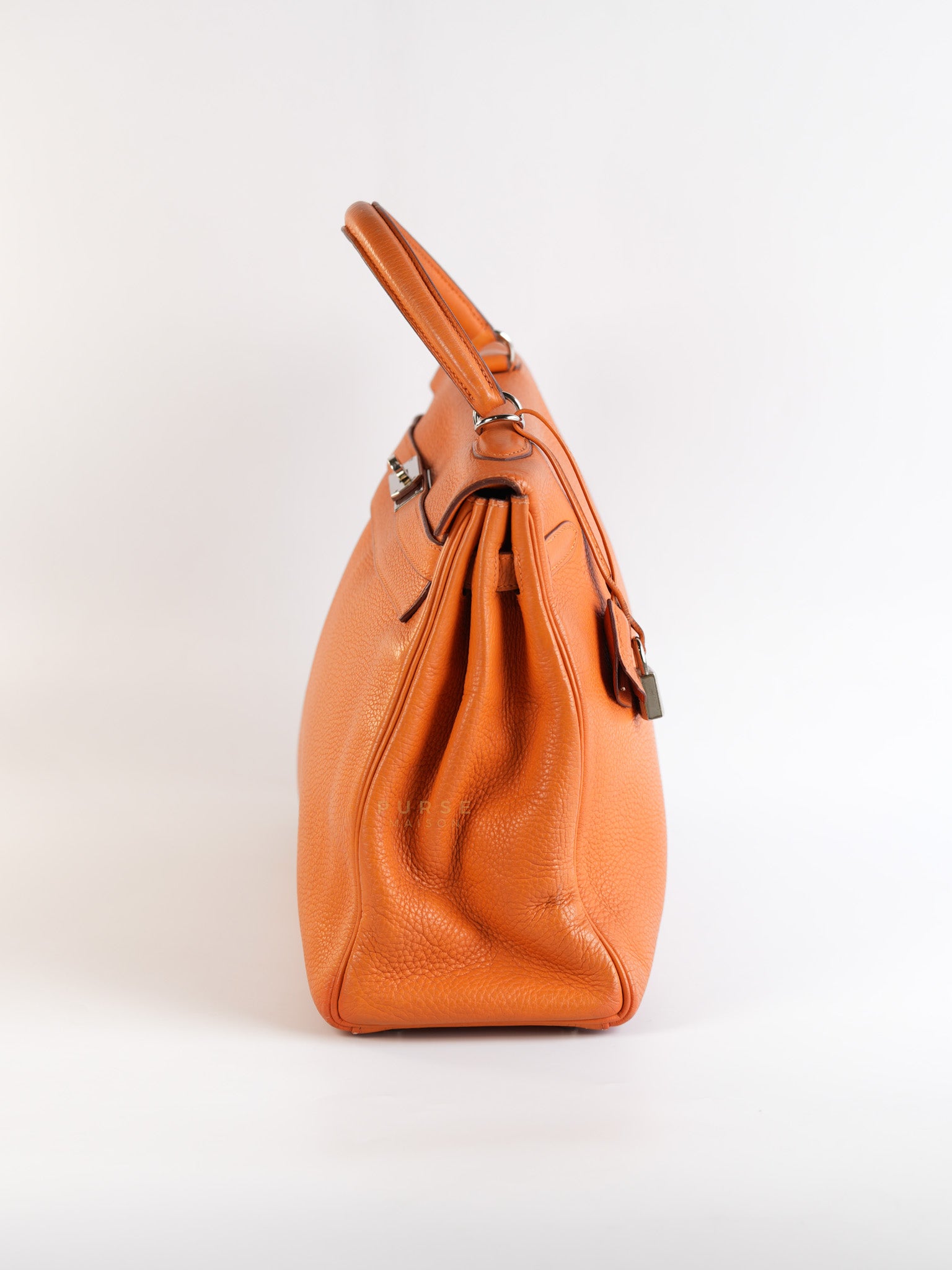 Kelly 32 Orange Clemence Leather Stamp F(2022) | Purse Maison Luxury Bags Shop