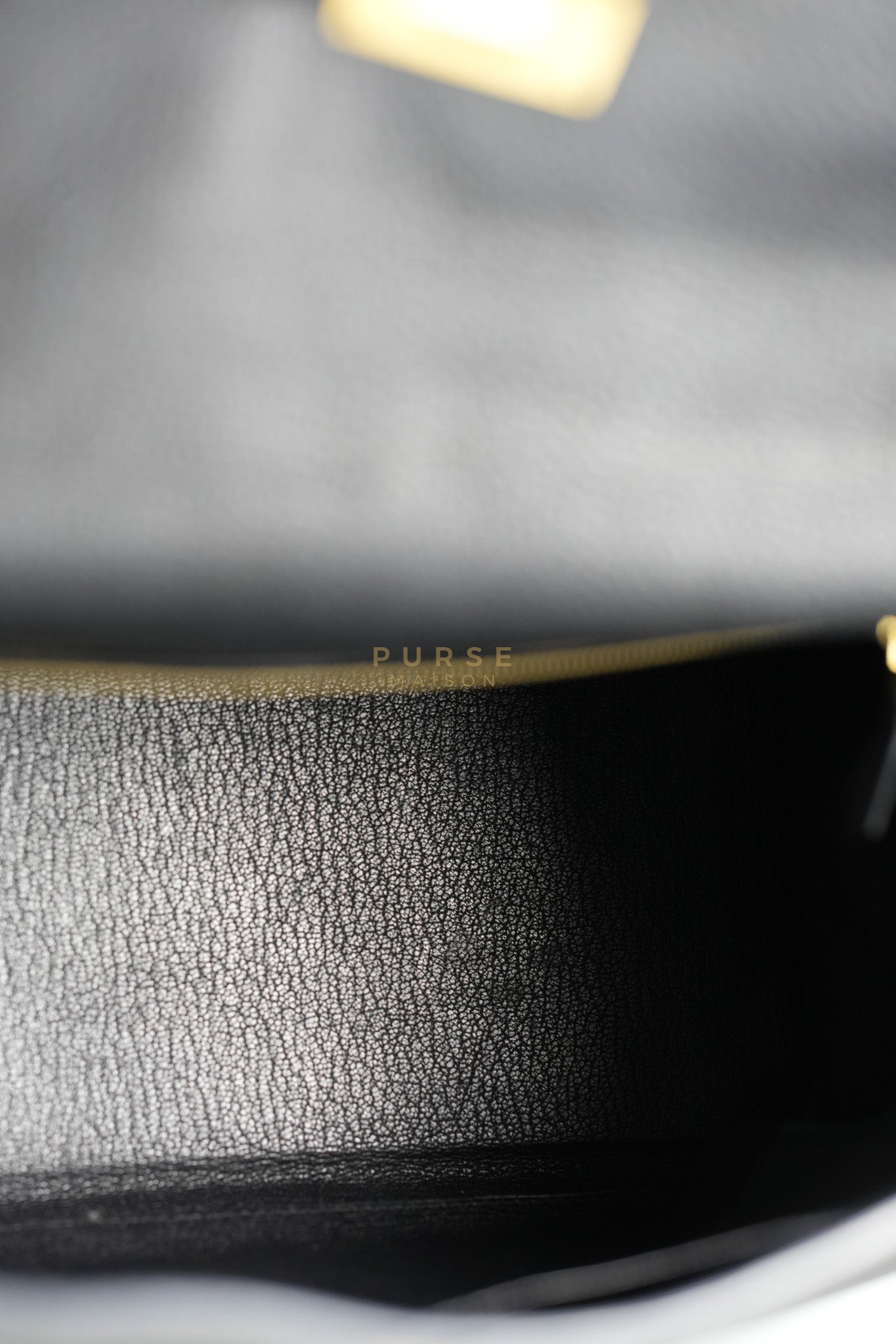 Kelly 35 Retourne Black in Togo Leather and Gold Hardware Stamp Square Q (2013) | Purse Maison Luxury Bags Shop