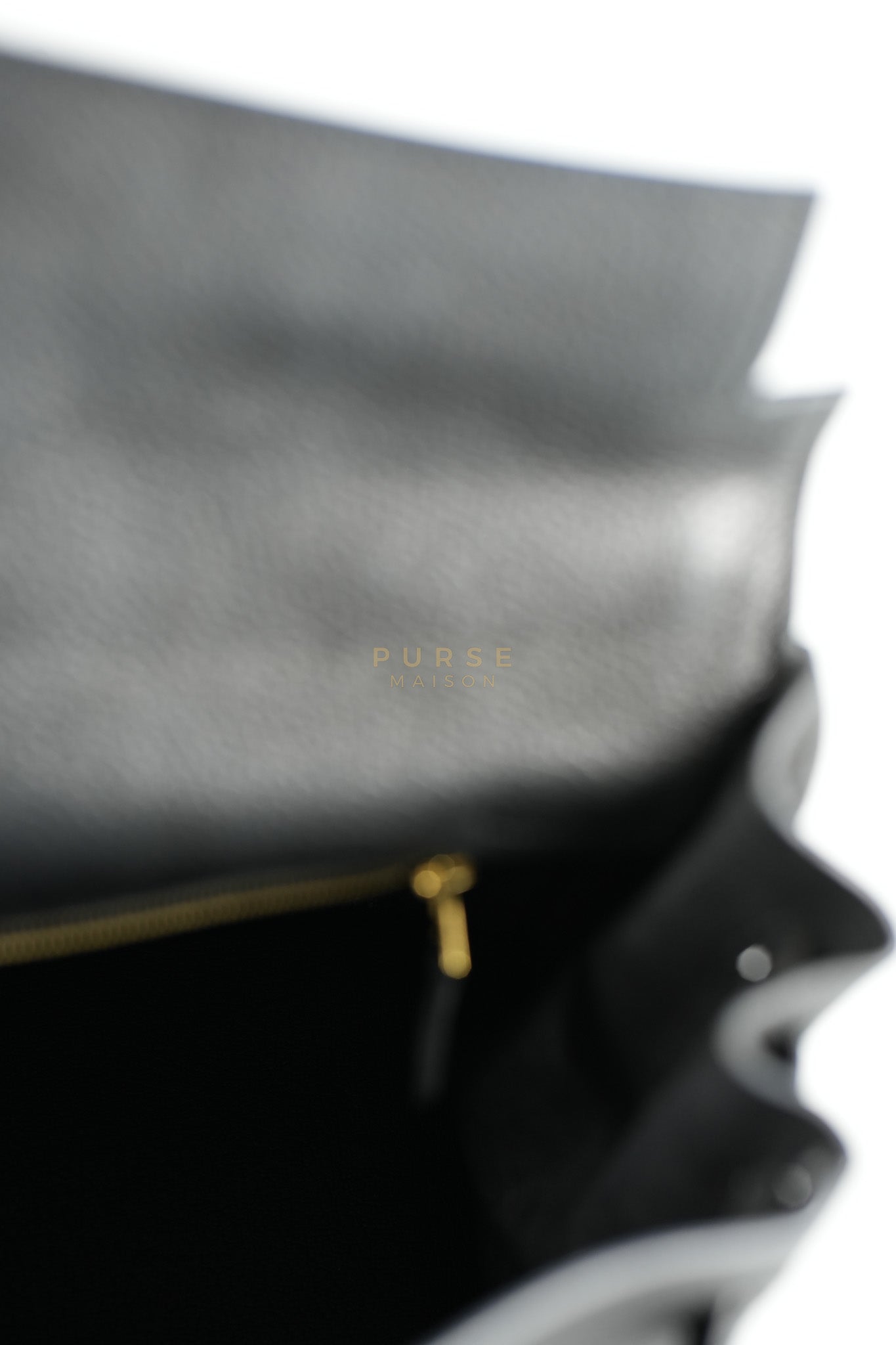 Kelly 35 Retourne Black in Togo Leather and Gold Hardware Stamp Square Q (2013) | Purse Maison Luxury Bags Shop