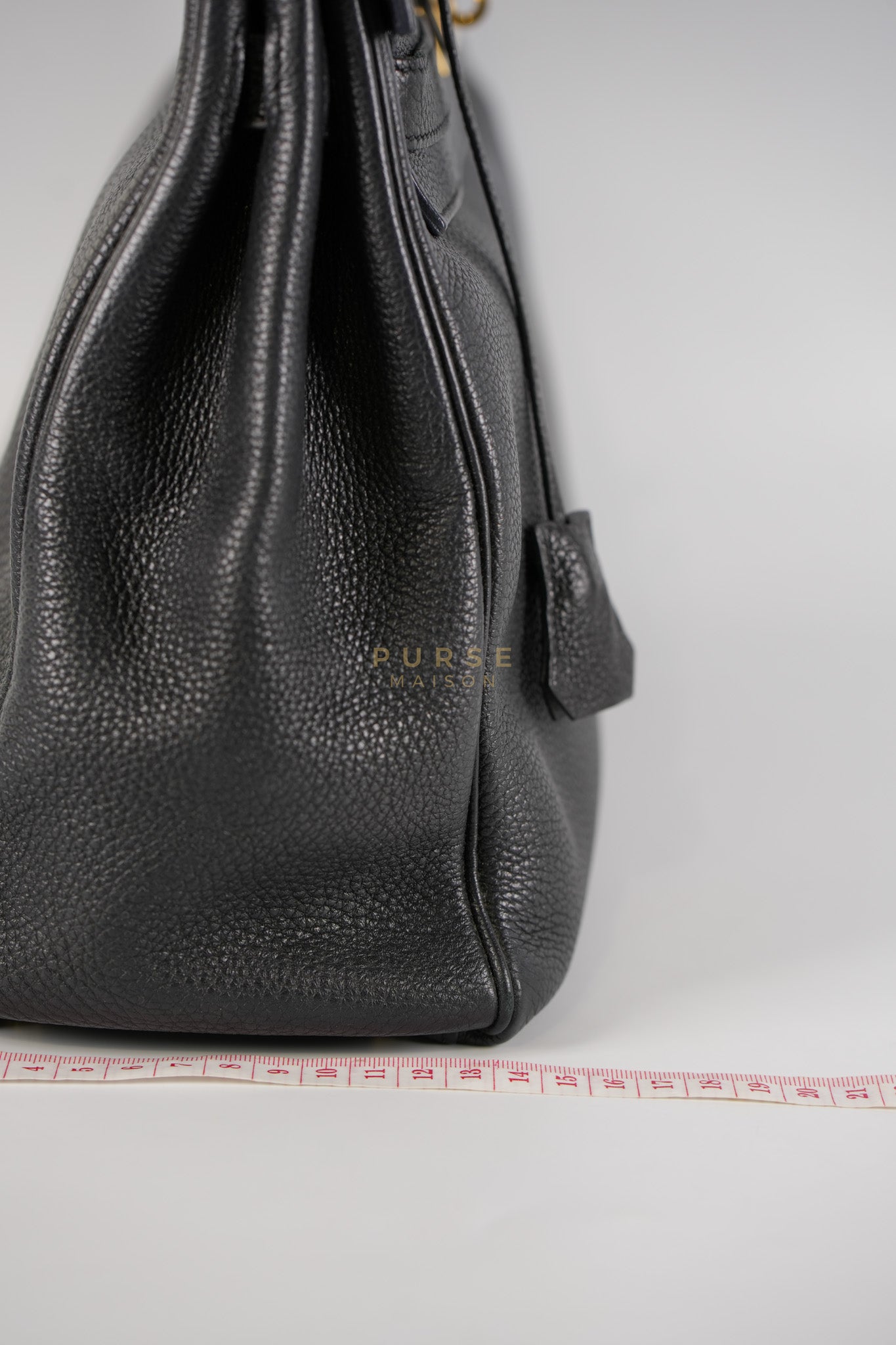 Kelly 35 Retourne Black in Togo Leather and Gold Hardware Stamp Square Q (2013) | Purse Maison Luxury Bags Shop