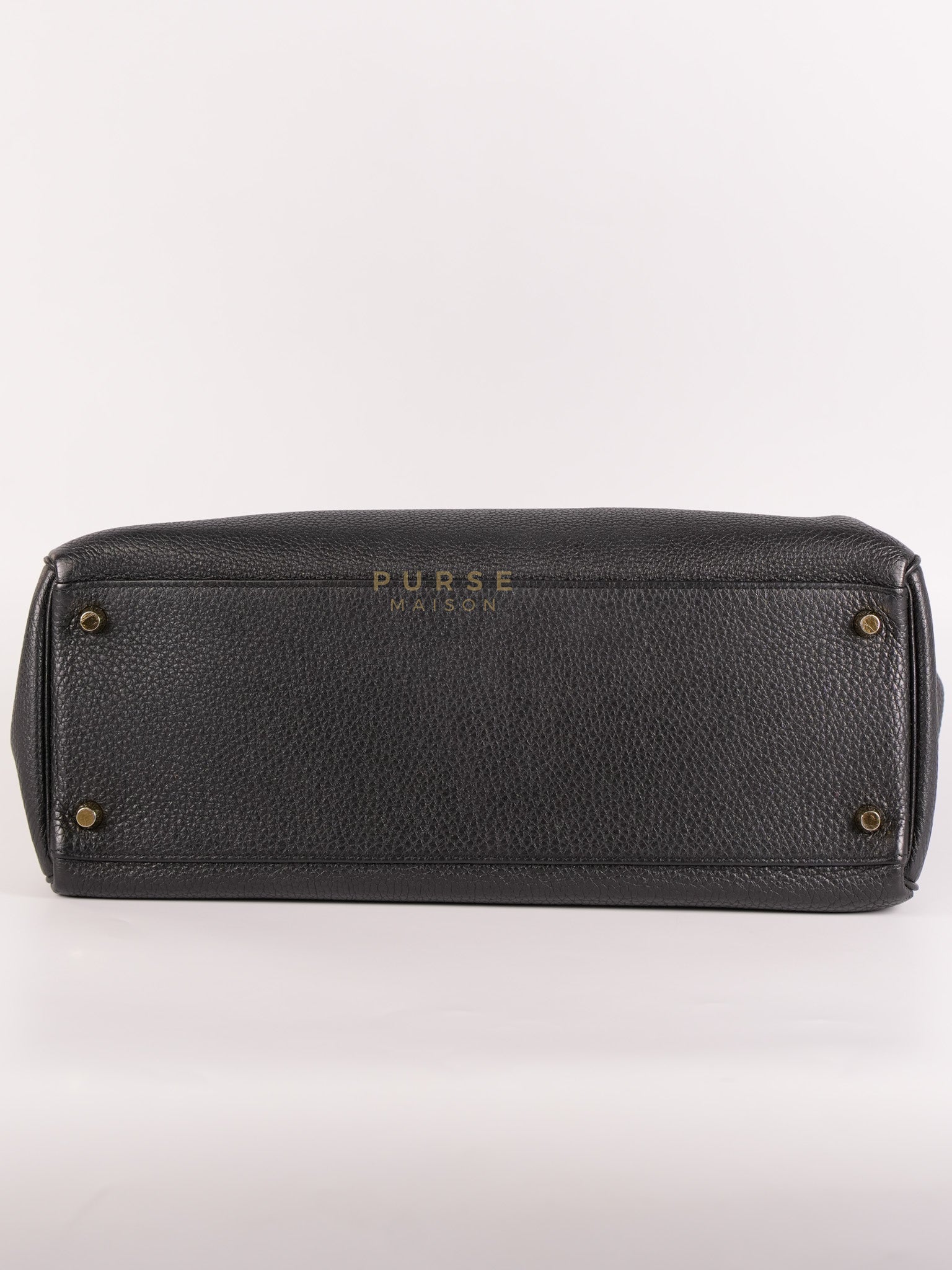 Kelly 35 Retourne Black in Togo Leather and Gold Hardware Stamp Square Q (2013) | Purse Maison Luxury Bags Shop