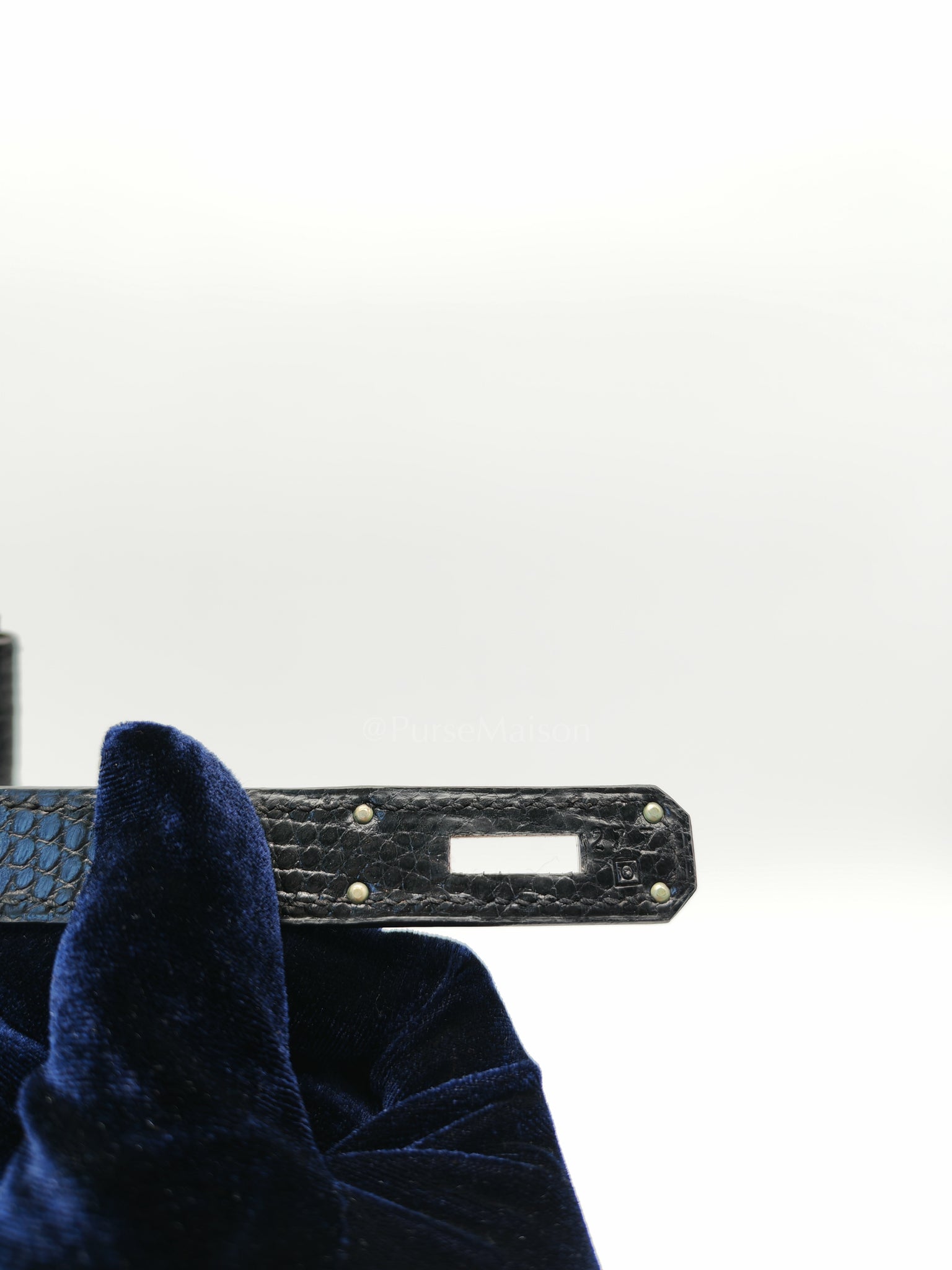 Kelly 35 Retourne in Black Lizard Leather and Palladium Hardware Stamp Square O (2011) | Purse Maison Luxury Bags Shop