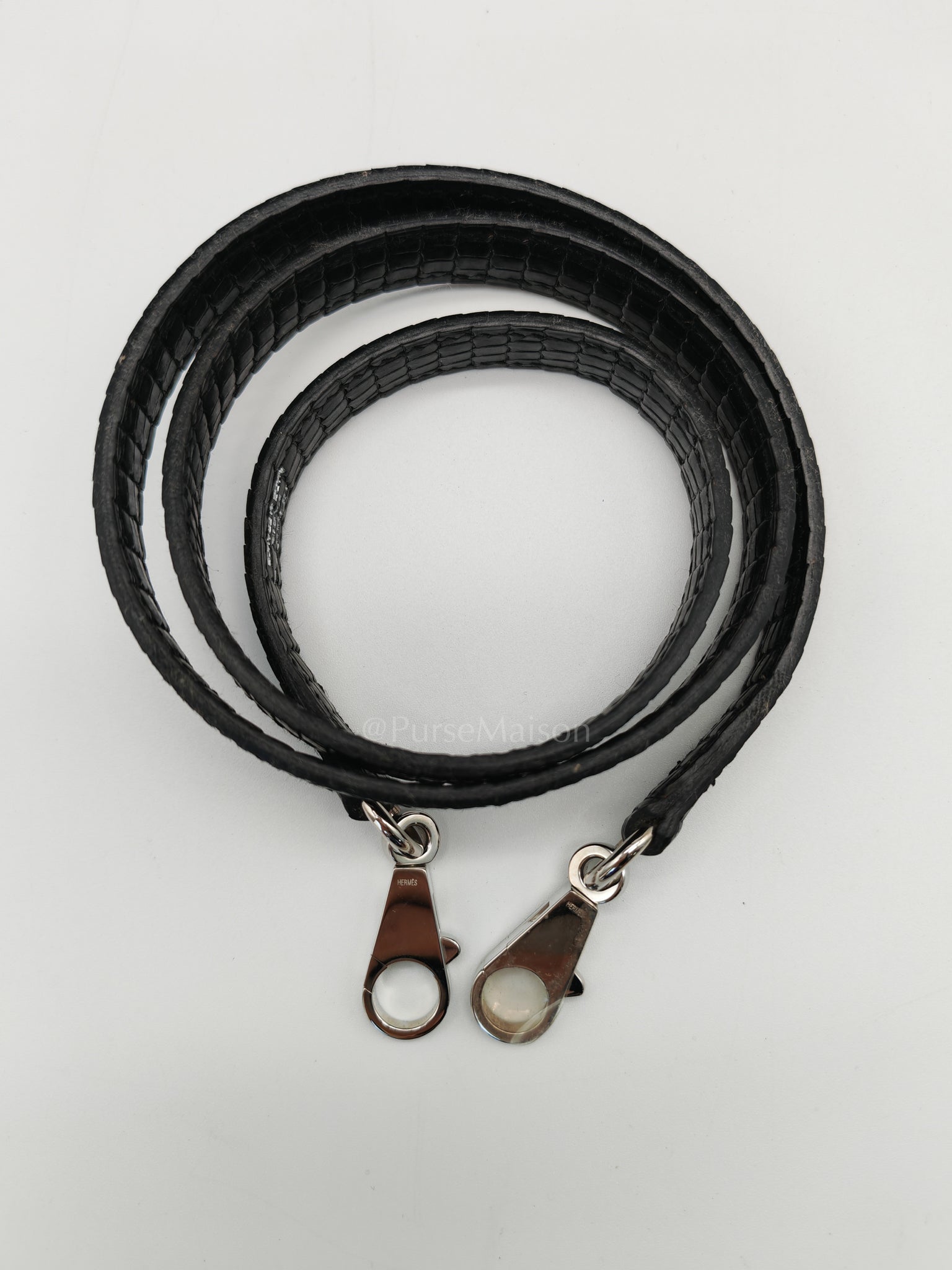 Kelly 35 Retourne in Black Lizard Leather and Palladium Hardware Stamp Square O (2011) | Purse Maison Luxury Bags Shop