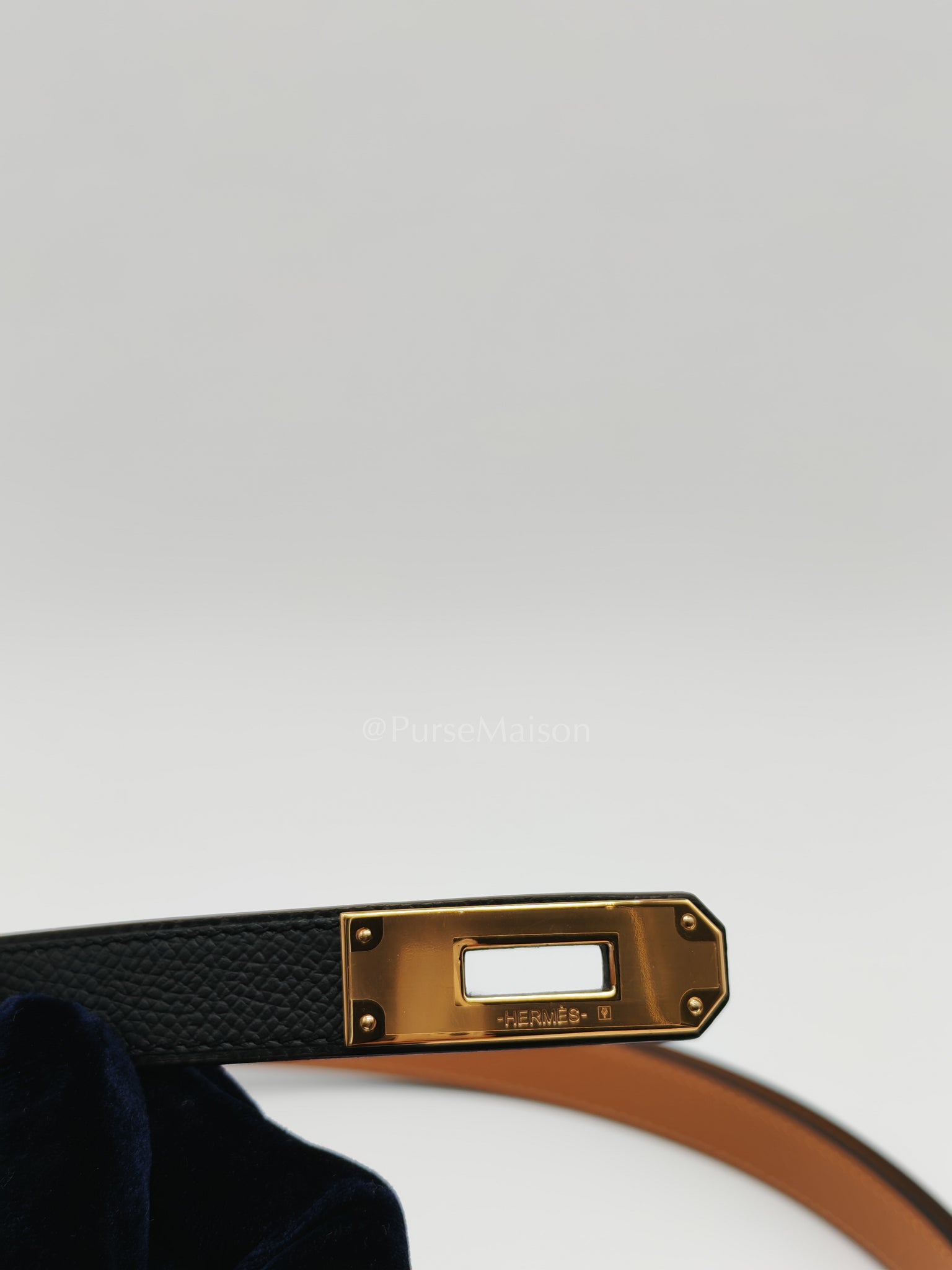 Kelly Belt Black Epsom Leather in Gold Hardware Stamp K(2025) | Purse Maison Luxury Bags Shop