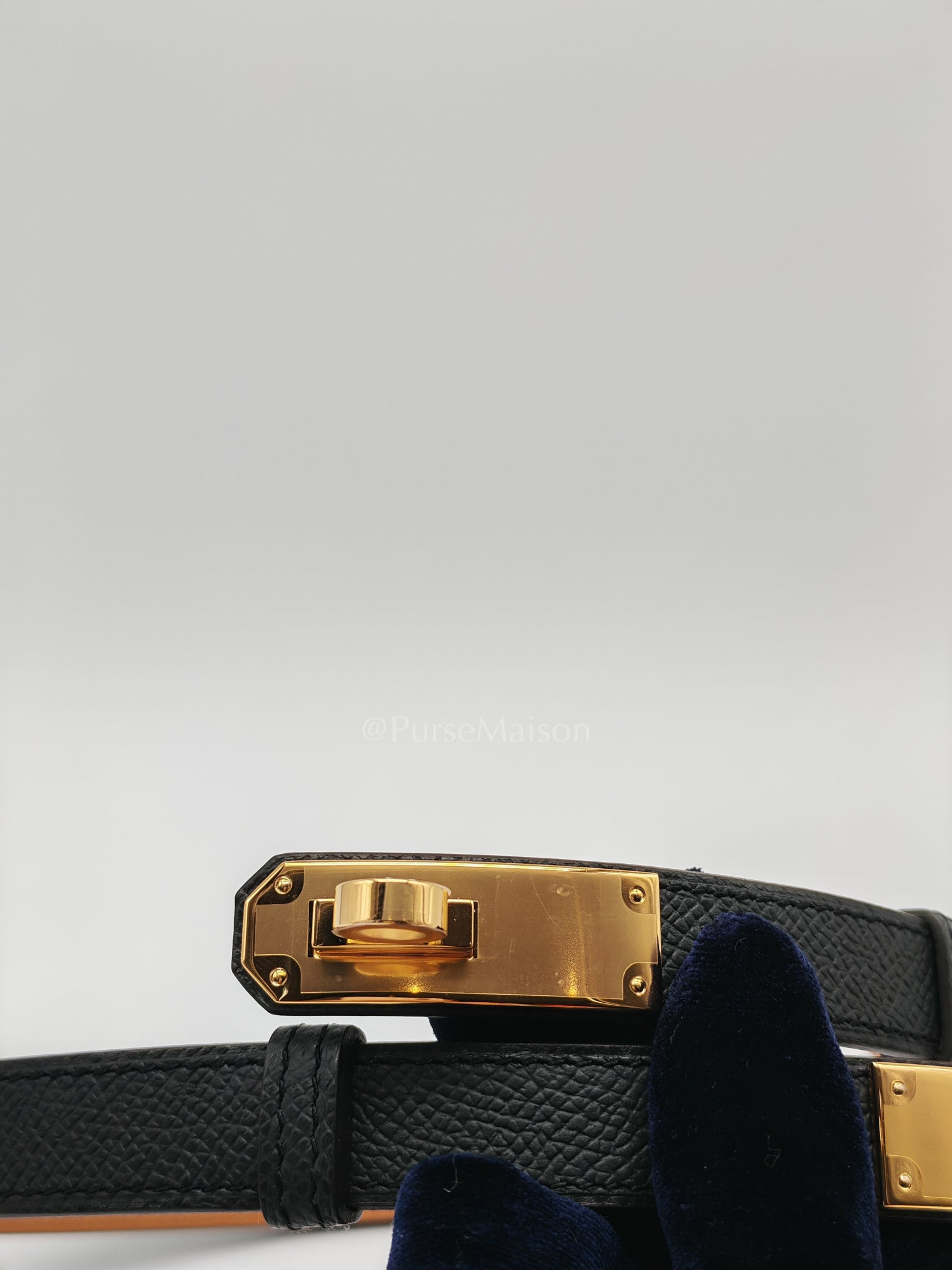 Kelly Belt Black Epsom Leather in Gold Hardware Stamp K(2025) | Purse Maison Luxury Bags Shop