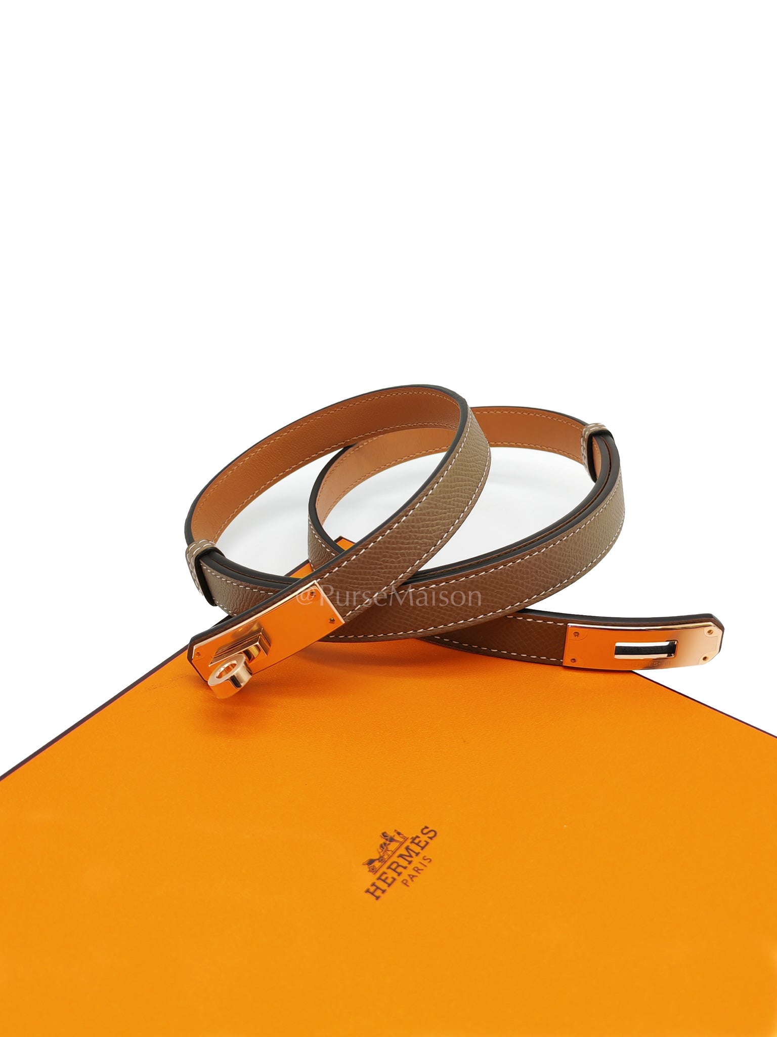 Kelly Belt Epsom Leather in Rose Gold Hardware Stamp W(2024) | Purse Maison Luxury Bags Shop