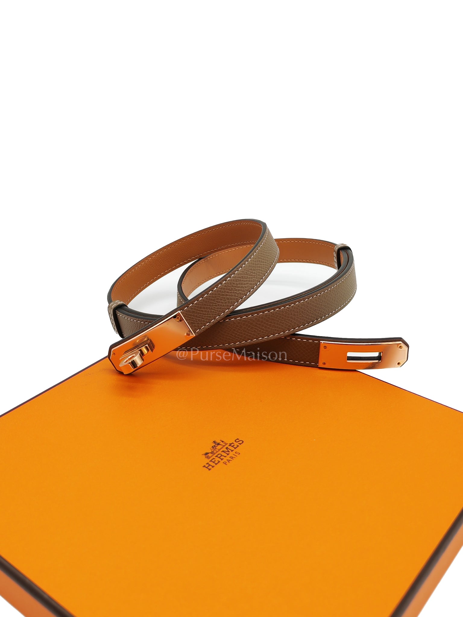 Kelly Belt Epsom Leather in Rose Gold Hardware Stamp W(2024) | Purse Maison Luxury Bags Shop