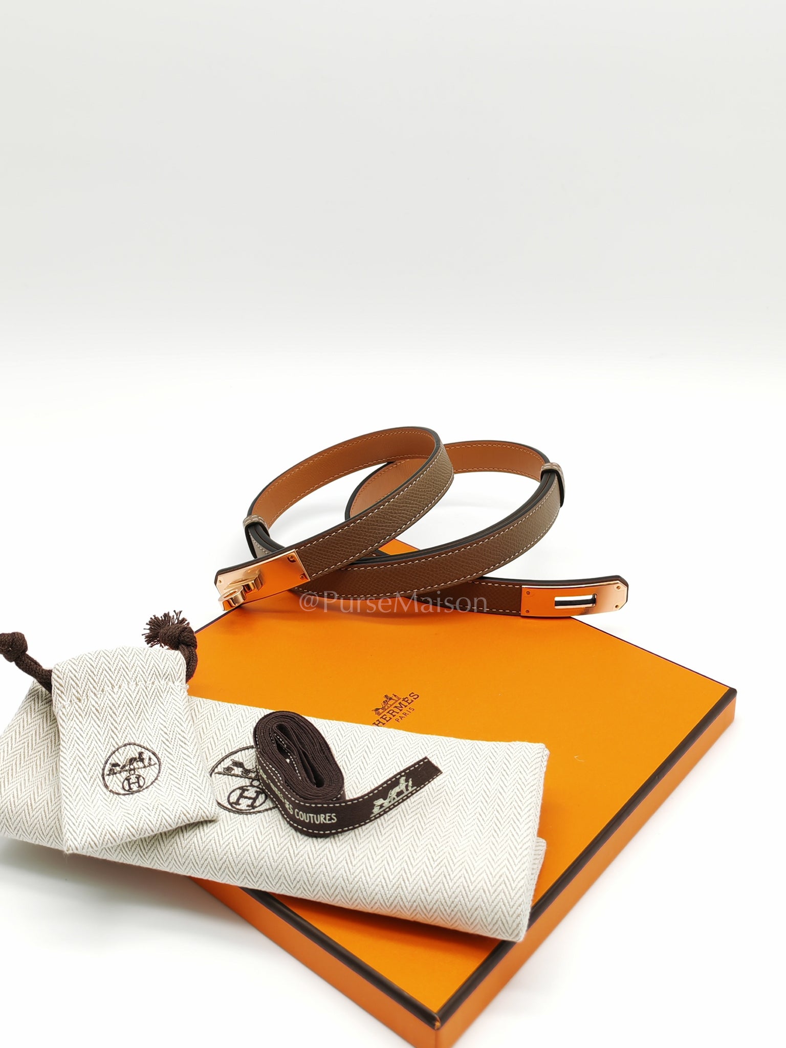 Kelly Belt Epsom Leather in Rose Gold Hardware Stamp W(2024) | Purse Maison Luxury Bags Shop