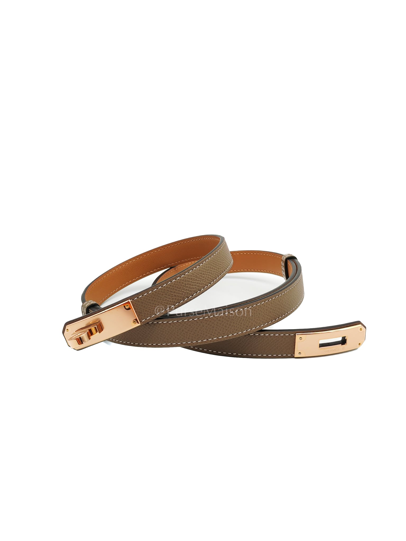 Kelly Belt Epsom Leather in Rose Gold Hardware Stamp W(2024) | Purse Maison Luxury Bags Shop