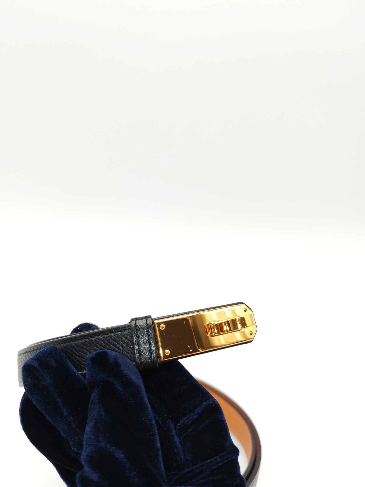 Kelly Belt in Black Epsom Leather & Gold Hardware Stamp X(2016) | Purse Maison Luxury Bags Shop