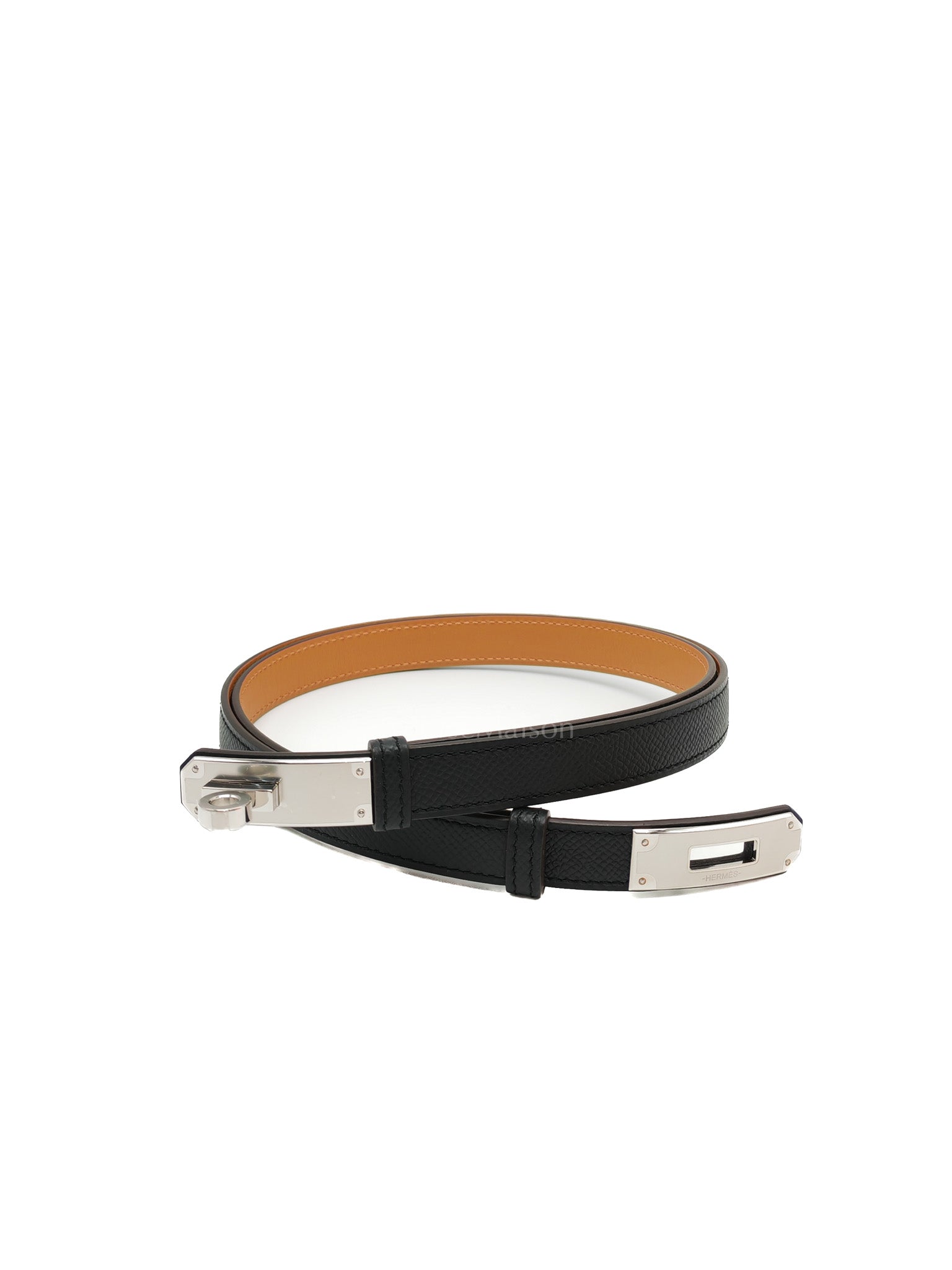 Kelly Belt in Black Epsom Leather & Palladium Hardware Stamp G(2026) | Purse Maison Luxury Bags Shop