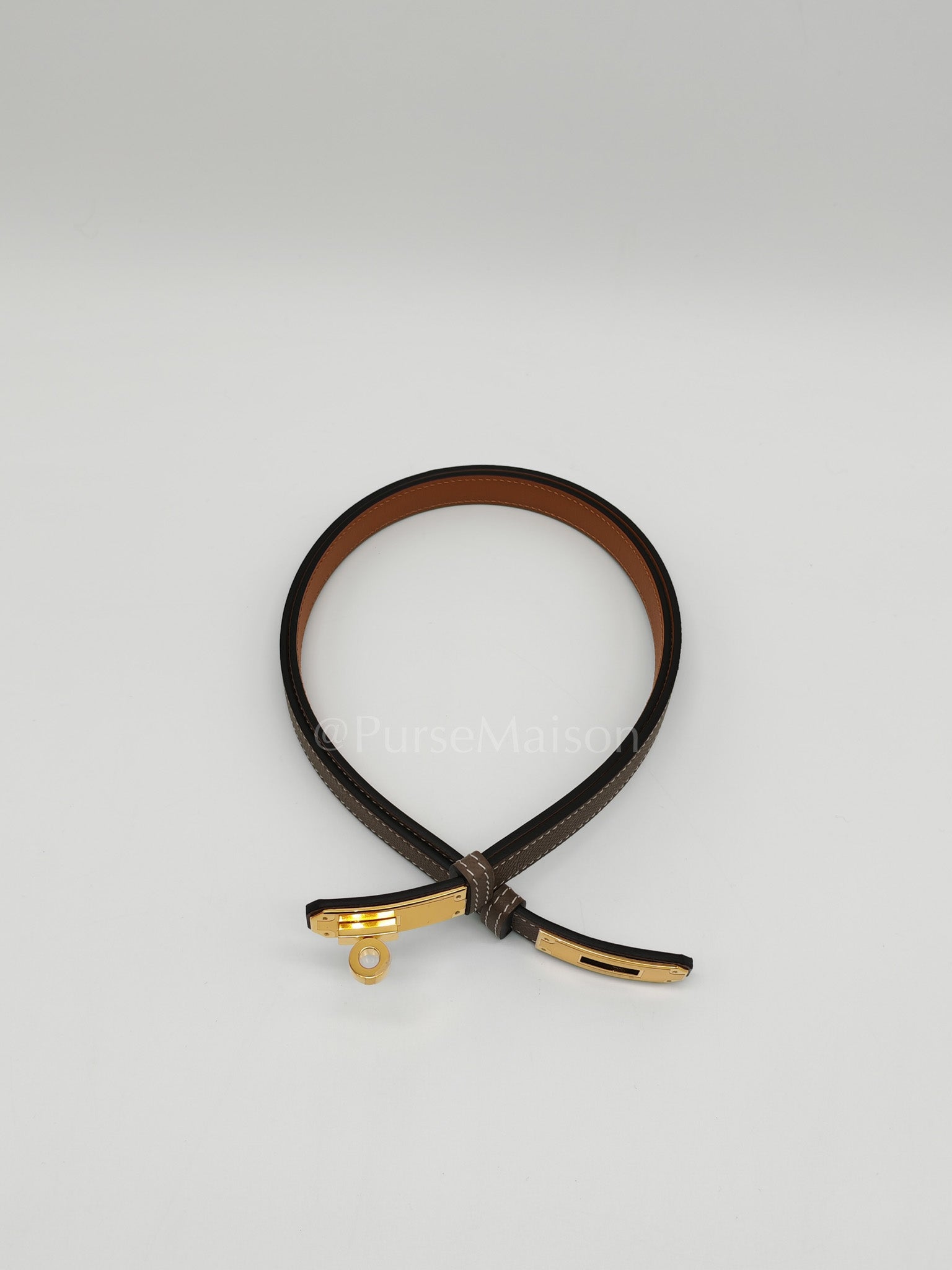 Kelly Belt in Etoupe Epsom Leather and Gold Hardware Stamp K (2025) | Purse Maison Luxury Bags Shop