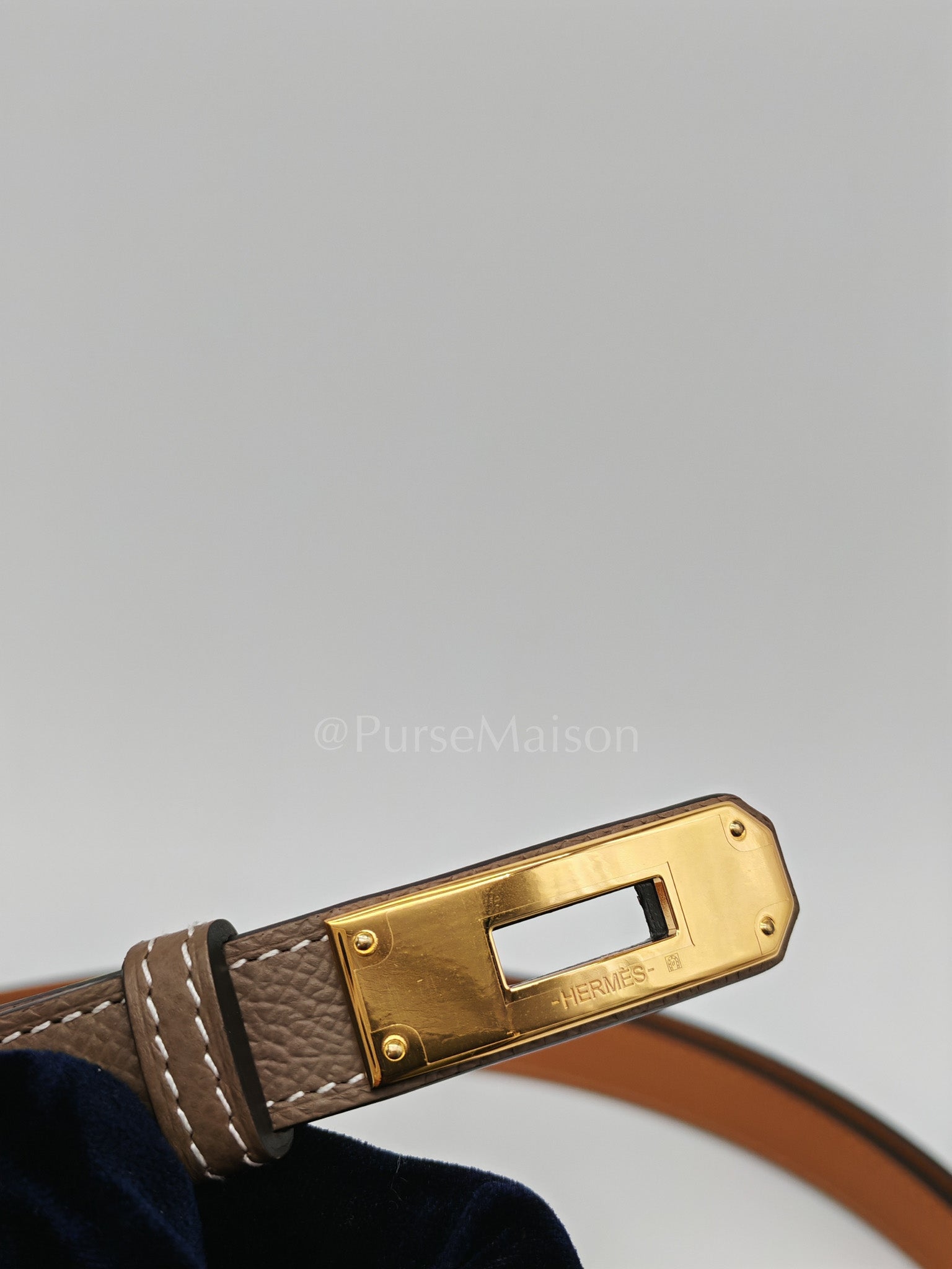 Kelly Belt in Etoupe Epsom Leather and Gold Hardware Stamp K (2025) | Purse Maison Luxury Bags Shop