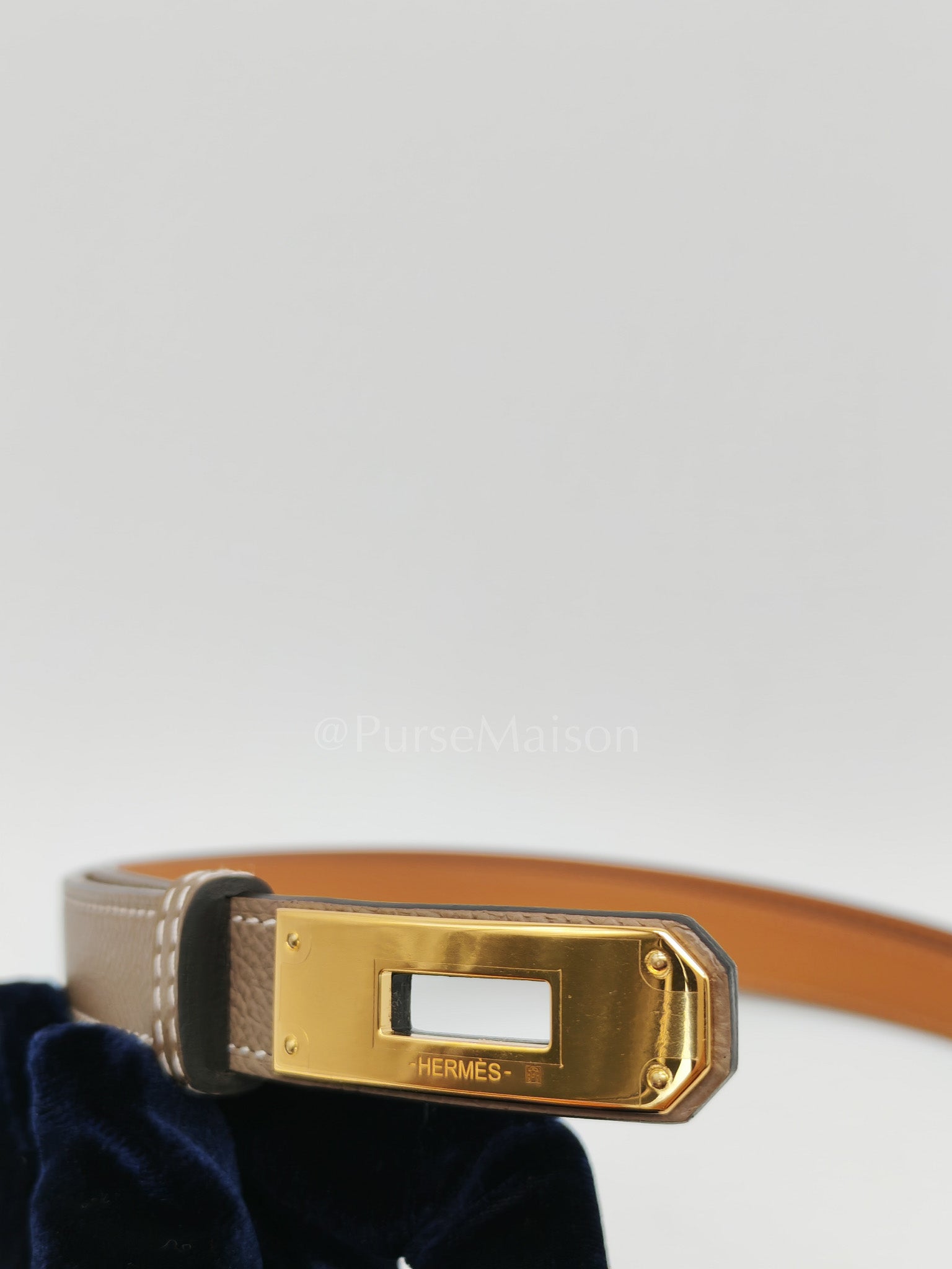 Kelly Belt in Etoupe Epsom Leather and Gold Hardware Stamp K (2025) | Purse Maison Luxury Bags Shop