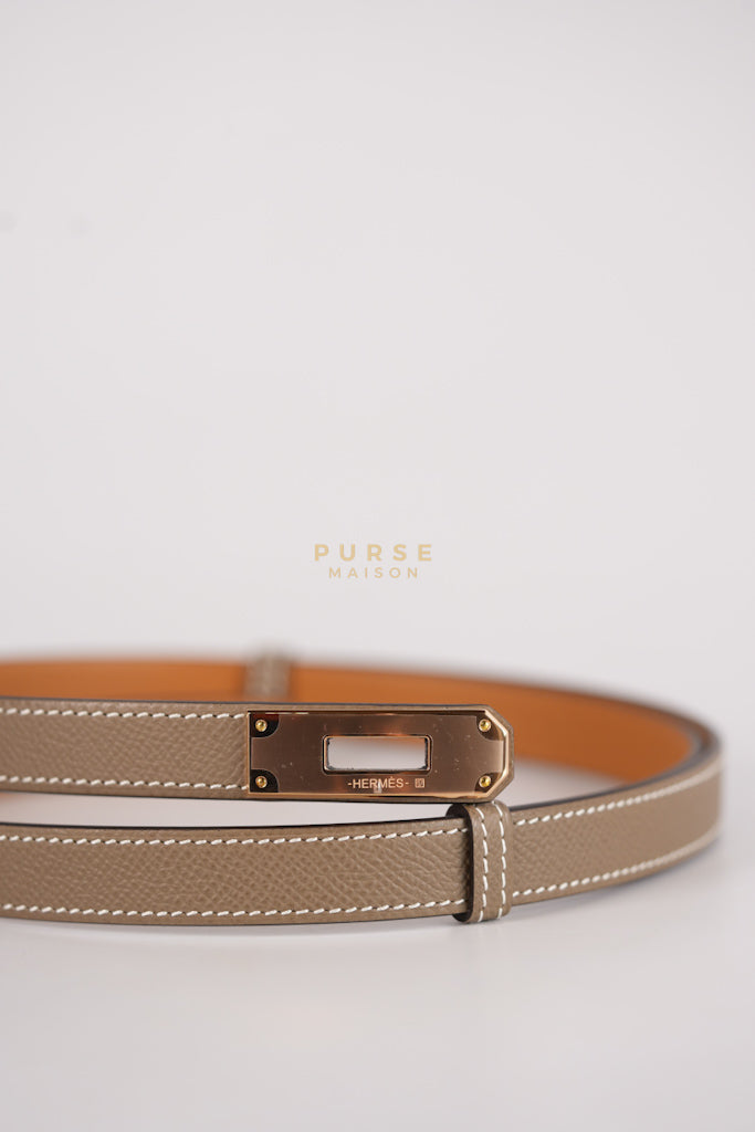 Kelly Belt in Etoupe Epsom Leather & Gold Hardware Stamp K (2025) | Purse Maison Luxury Bags Shop
