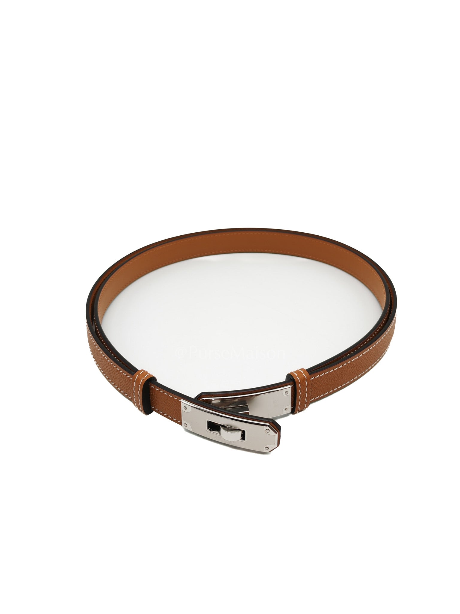 Kelly Belt in Gold Epsom Leather & Palladium Hardware Stamp G (2026) | Purse Maison Luxury Bags Shop