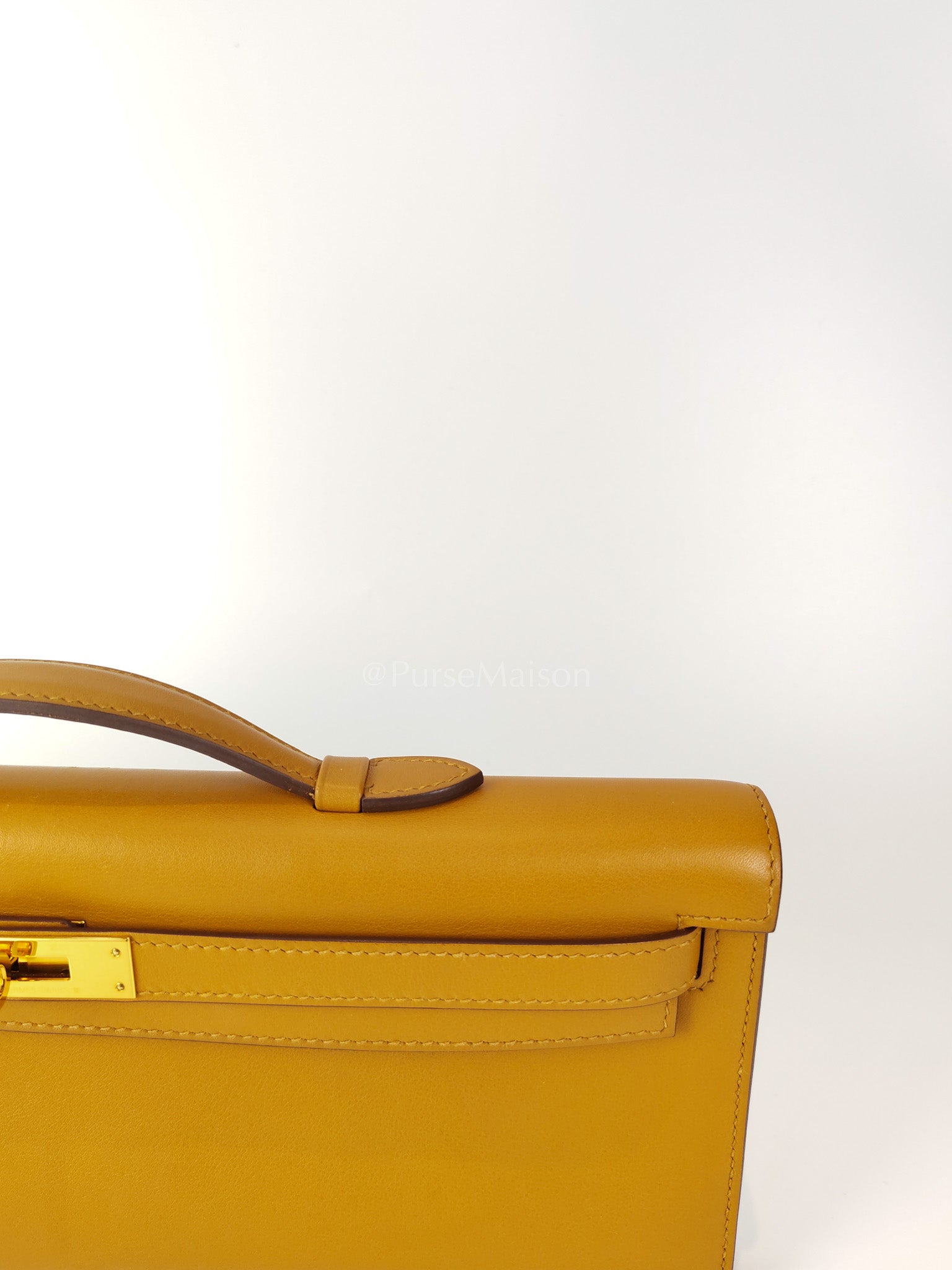 Kelly Cut Sesame Swift Leather and Gold Hardware Stamp Y (2020) | Purse Maison Luxury Bags Shop