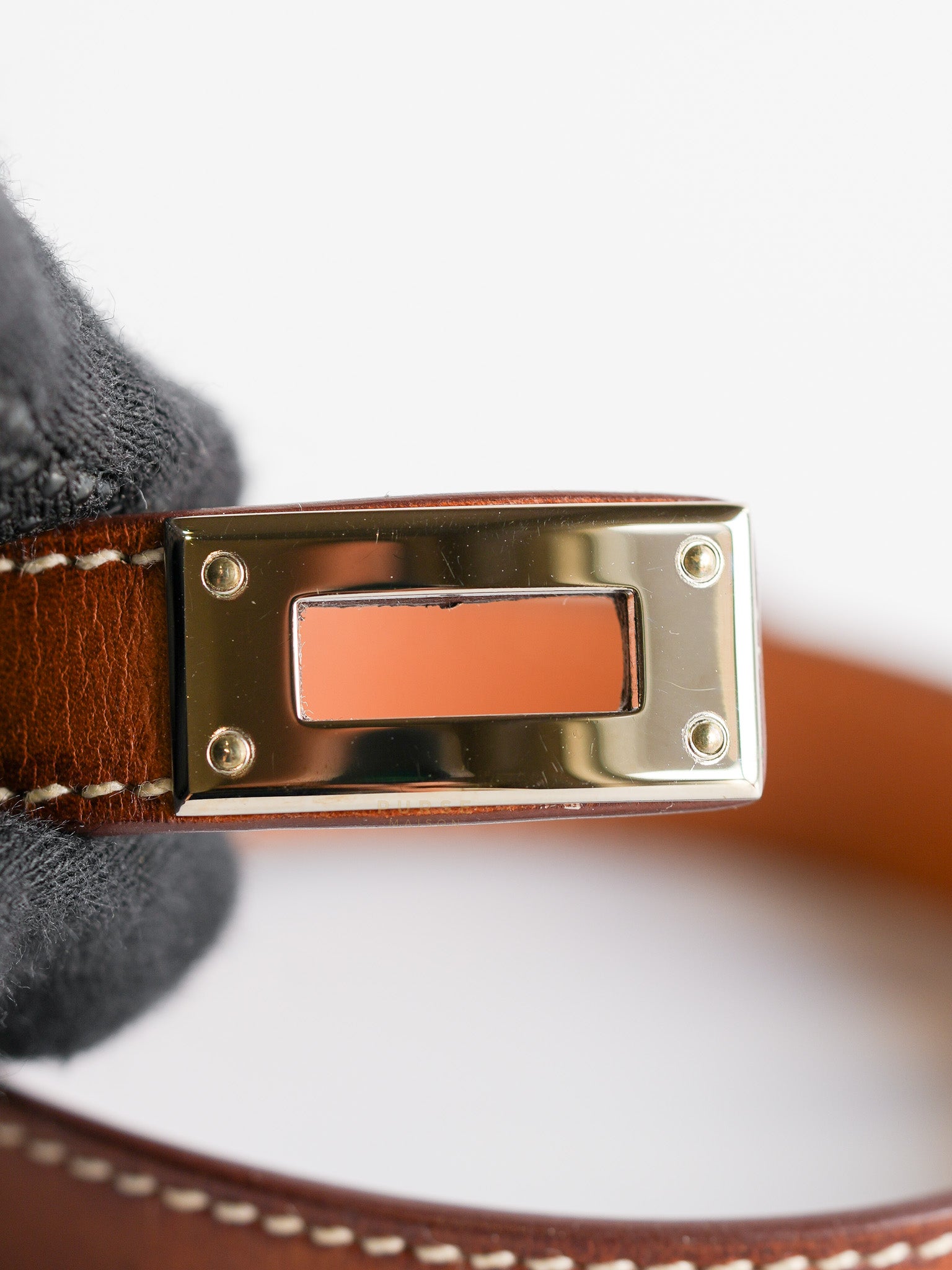 Kelly Double Tour Bracelet Palladium Hardware Stamp Square R | Purse Maison Luxury Bags Shop