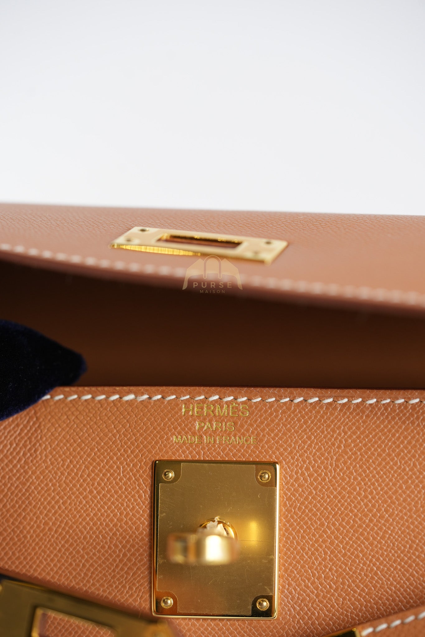 Kelly Elan in Gold in Veau Madame Leather and Gold Hardware Stamp B (2023) | Purse Maison Luxury Bags Shop