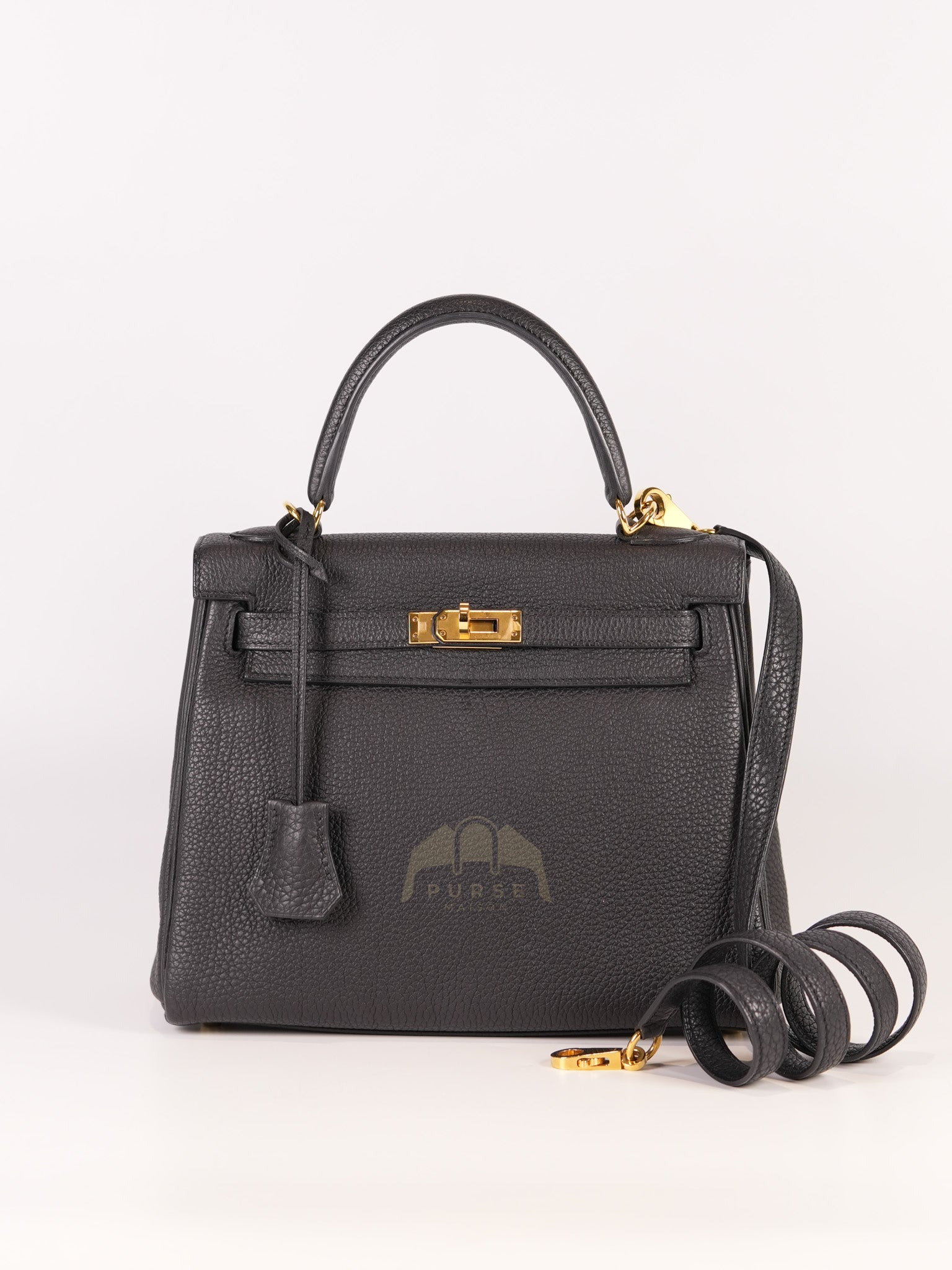 Kelly II 25 Retourne in Noir Togo Leather & Gold Hardware Stamp Y(2020) | Purse Maison Luxury Bags Shop