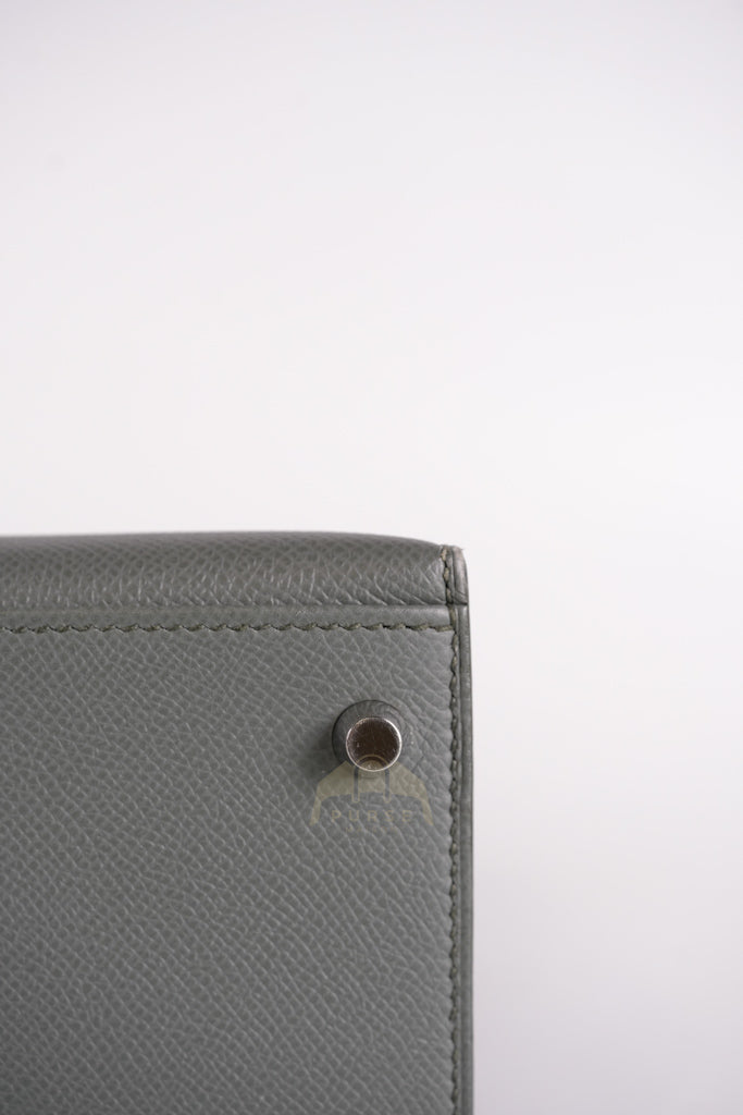 Kelly II Sellier 28 in Vert Amande Epsom Leather Palladium Hardware Stamp D(2019) | Purse Maison Luxury Bags Shop