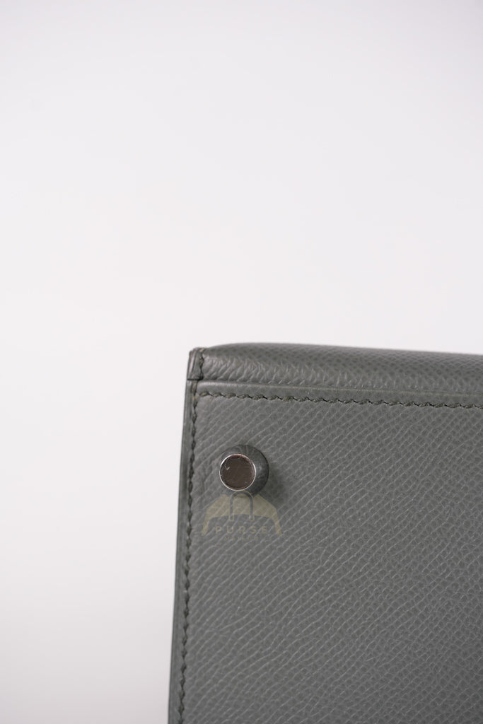 Kelly II Sellier 28 in Vert Amande Epsom Leather Palladium Hardware Stamp D(2019) | Purse Maison Luxury Bags Shop