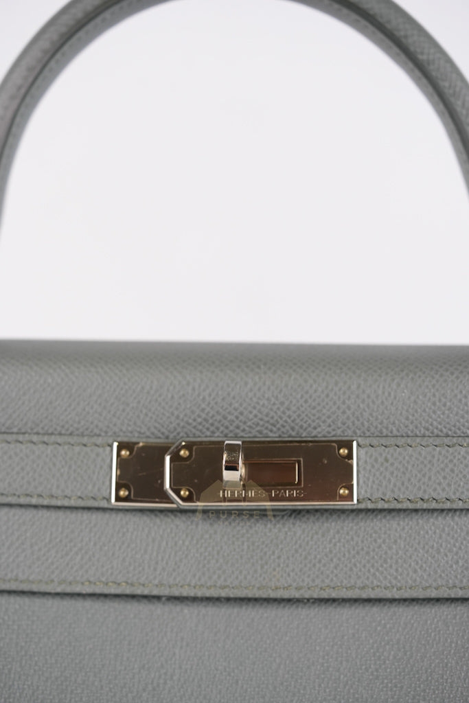 Kelly II Sellier 28 in Vert Amande Epsom Leather Palladium Hardware Stamp D(2019) | Purse Maison Luxury Bags Shop