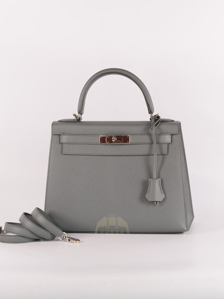 Kelly II Sellier 28 in Vert Amande Epsom Leather Palladium Hardware Stamp D(2019) | Purse Maison Luxury Bags Shop