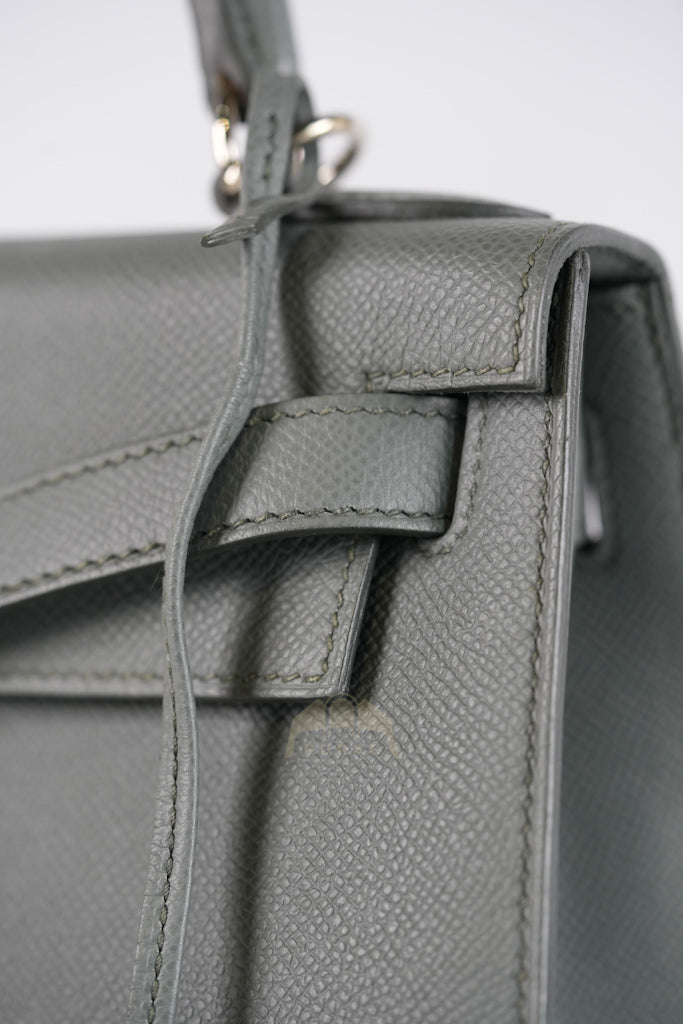Kelly II Sellier 28 in Vert Amande Epsom Leather Palladium Hardware Stamp D(2019) | Purse Maison Luxury Bags Shop