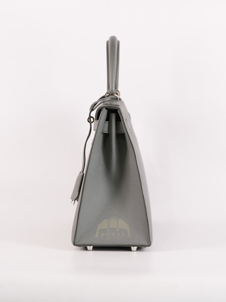 Kelly II Sellier 28 in Vert Amande Epsom Leather Palladium Hardware Stamp D(2019) | Purse Maison Luxury Bags Shop