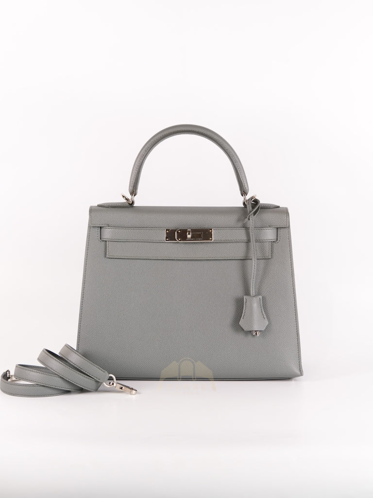Kelly II Sellier 28 in Vert Amande Epsom Leather Palladium Hardware Stamp D(2019) | Purse Maison Luxury Bags Shop
