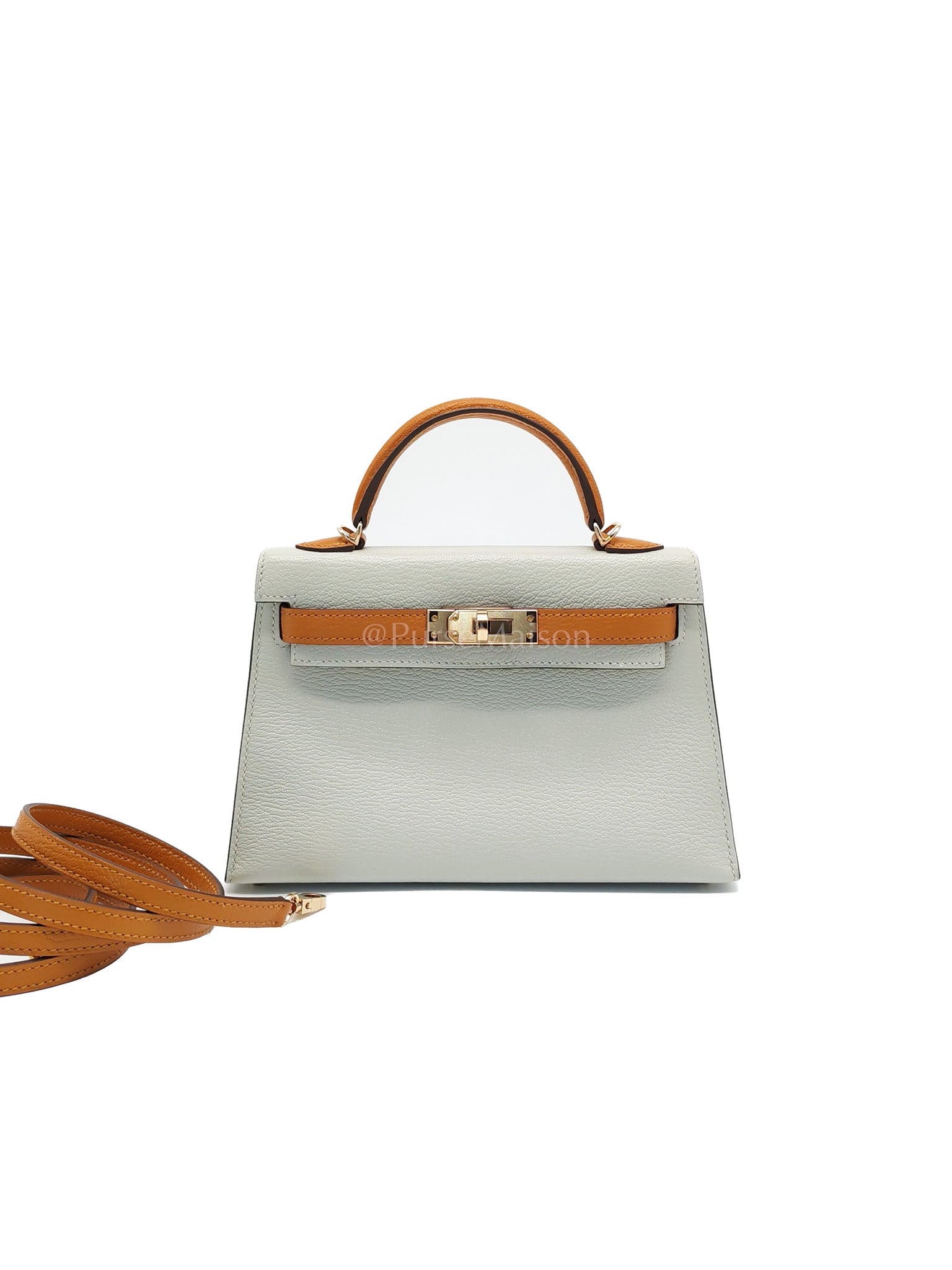 Kelly II Sellier Mini Dual Color Perso Chevre Mysore in Permabrass Hardware Stamp B(2023) | Purse Maison Luxury Bags Shop