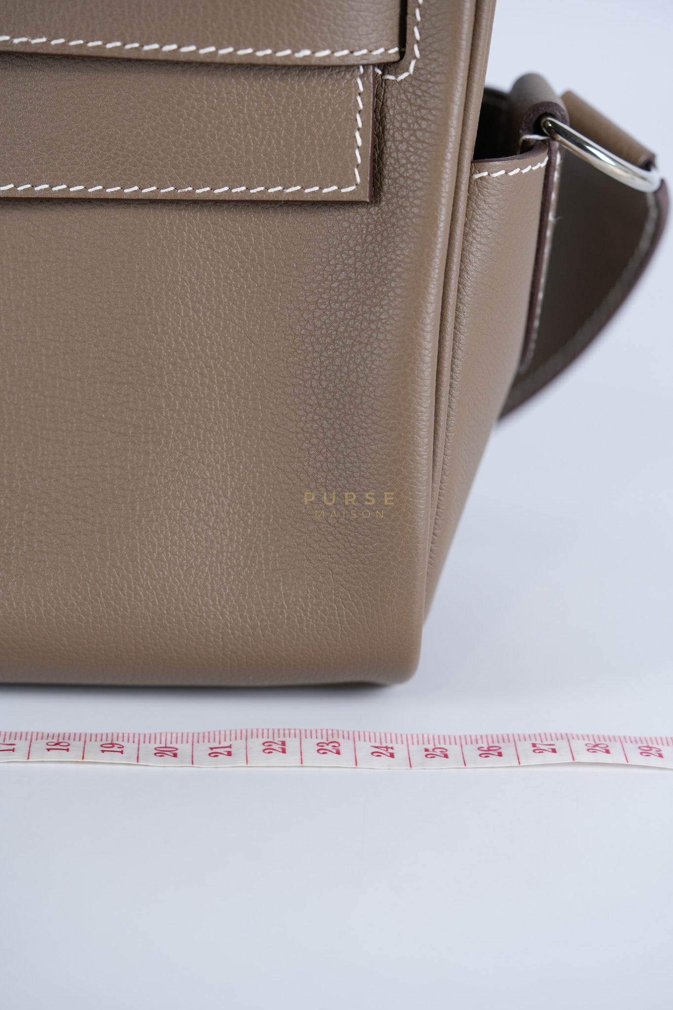 Kelly Messenger PM in Etoupe Evercolor Leather Palladium Hardware Stamp K (2025) | Purse Maison Luxury Bags Shop