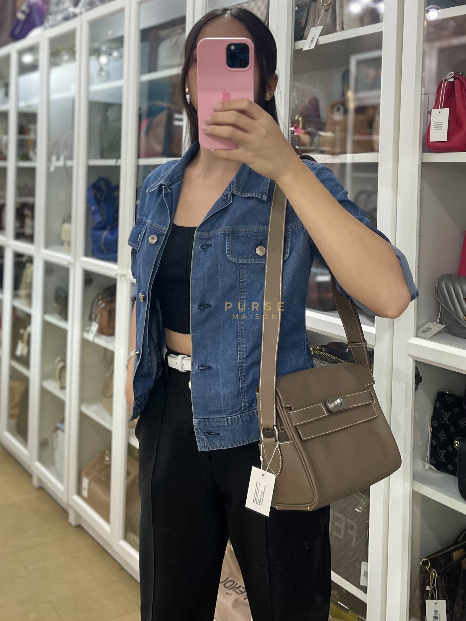 Kelly Messenger PM in Etoupe Evercolor Leather Palladium Hardware Stamp K (2025) | Purse Maison Luxury Bags Shop